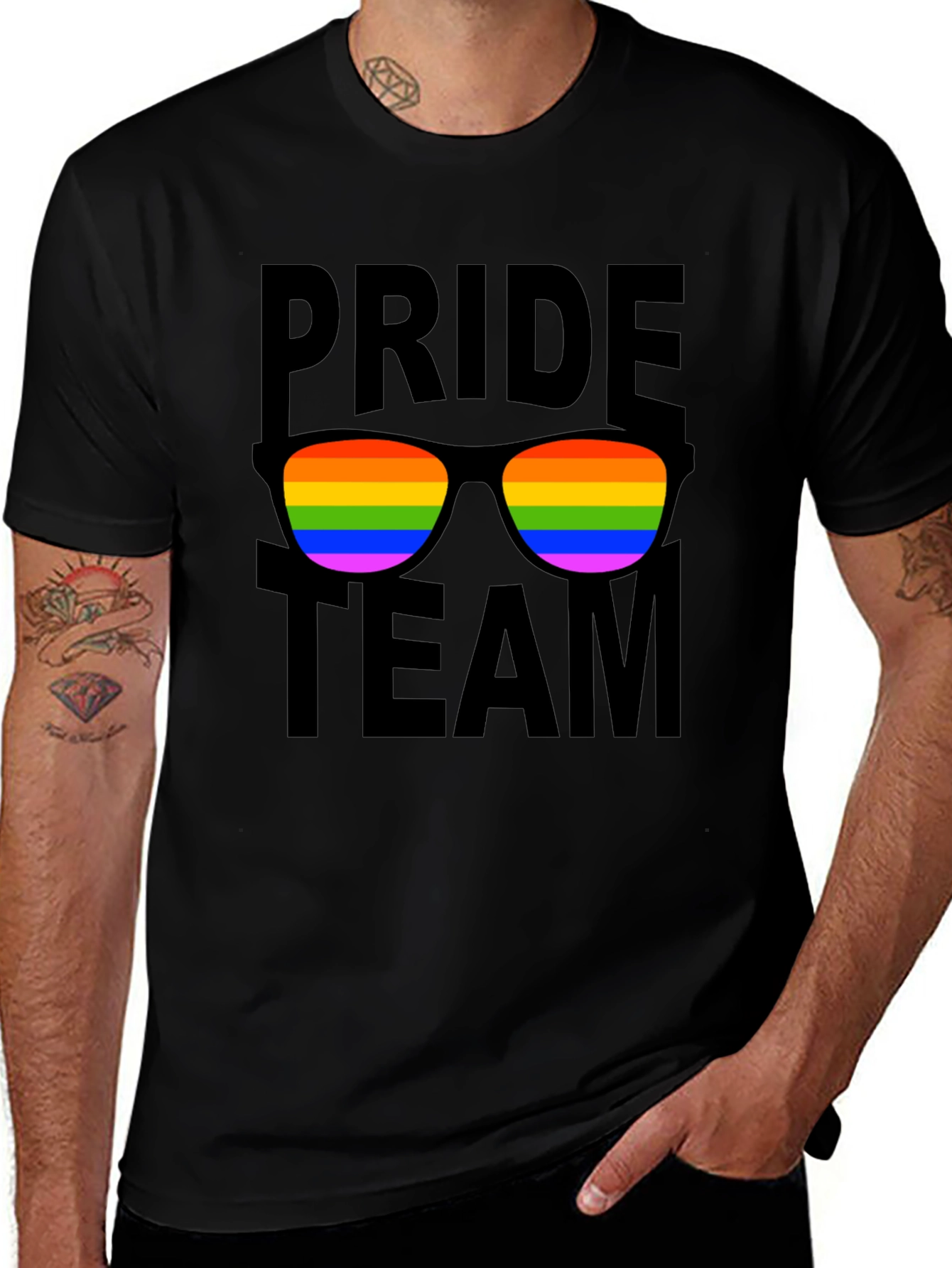 Variant 24 of Pride Team T-Shirt with Rainbow Sunglasses