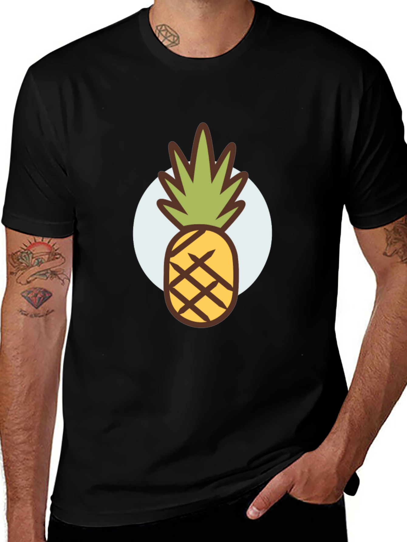 Black Pineapple Graphic Tee - Stylish Men's Black T-Shirt main image