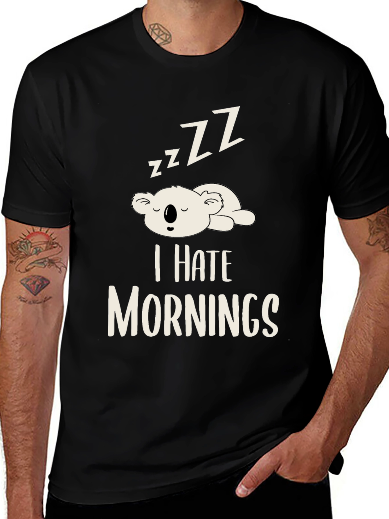 Variant 9 of I Hate Mornings Koala T-Shirt - Comfortable Crew Neck