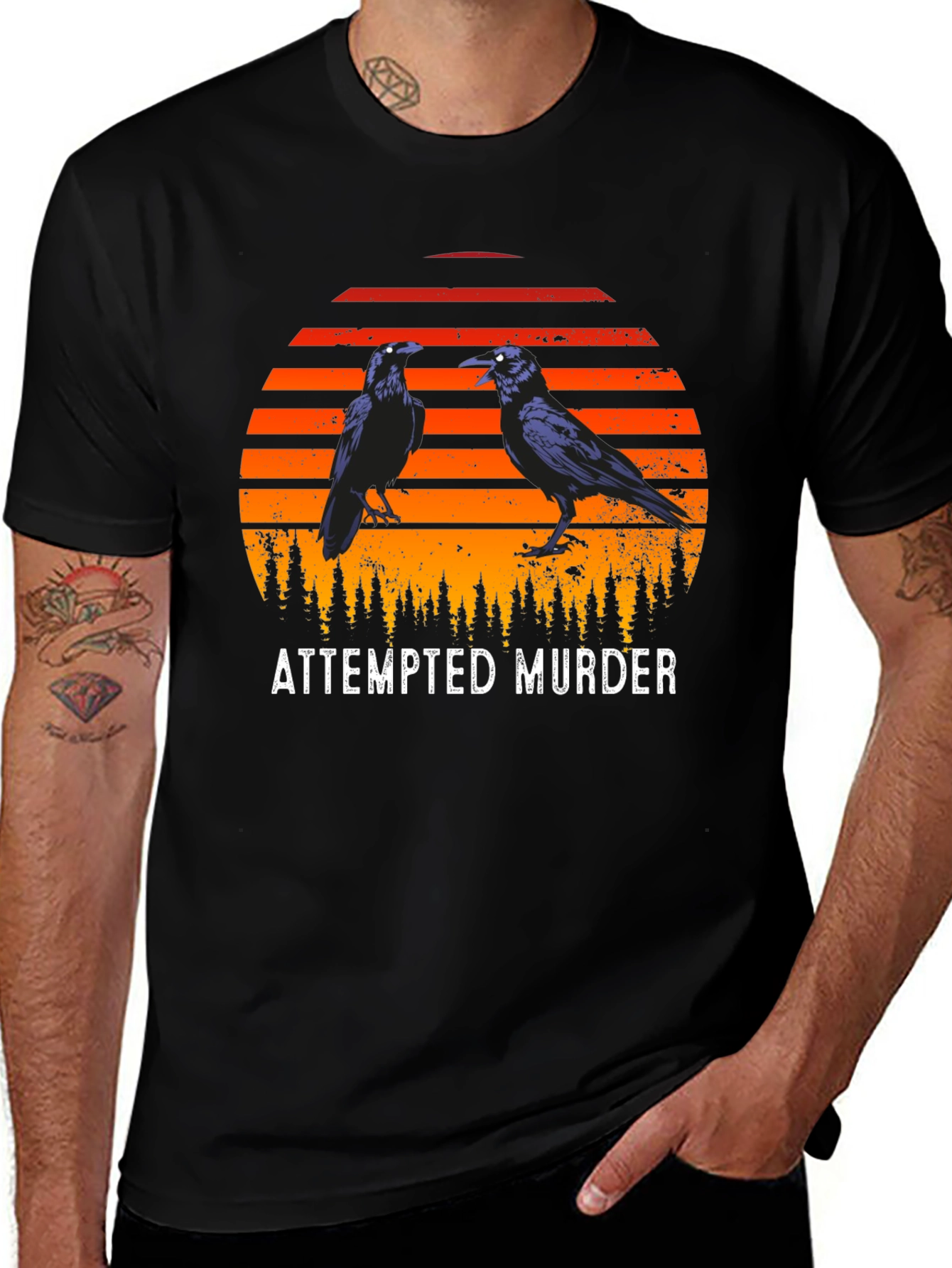 Black Attempted Murder Raven Graphic Tee main image