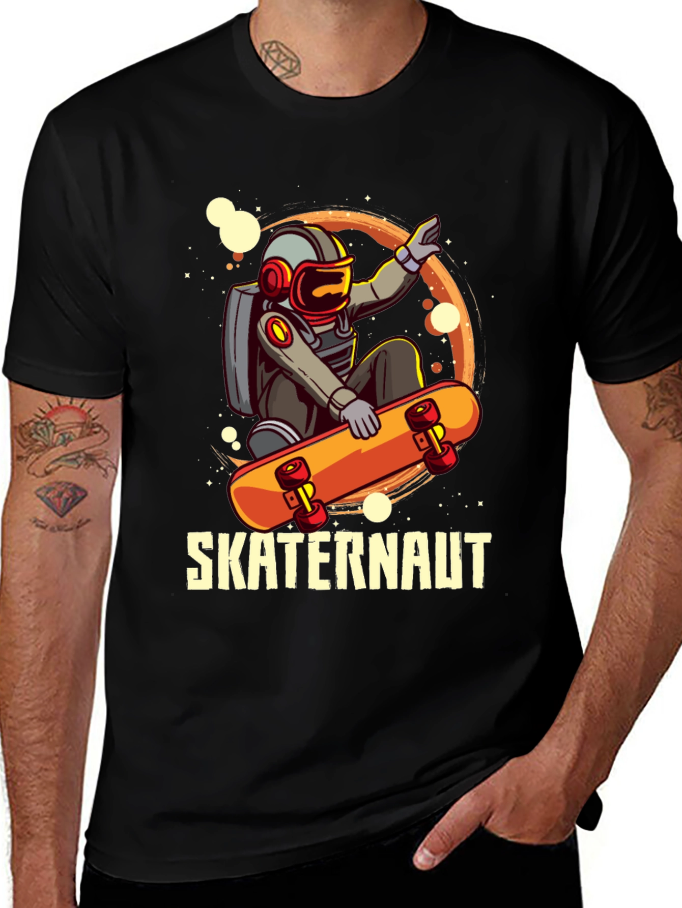 Variant 17 of Skaternaut Graphic T-Shirt - Astronaut Skateboard Design