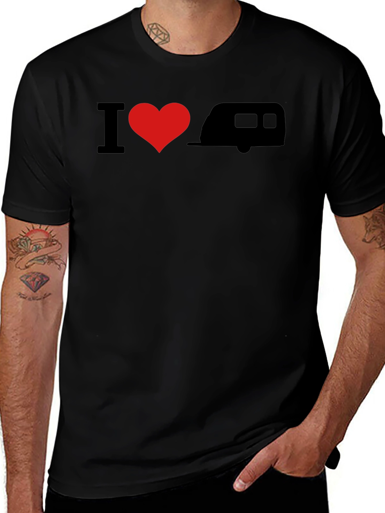 Variant 21 of I Heart Camping Graphic Tee - Black Cotton T-Shirt