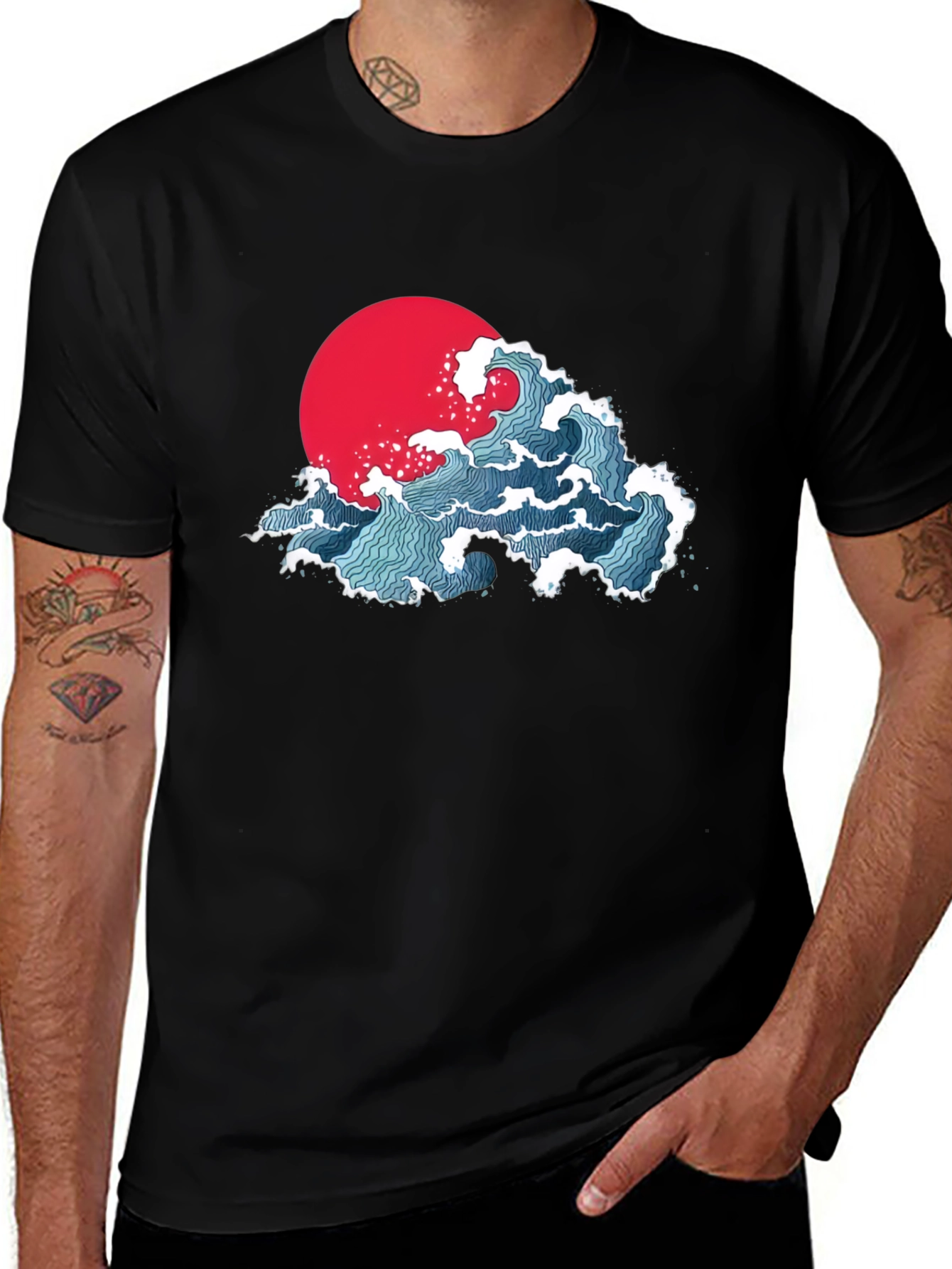 Variant 28 of Japanese Wave Graphic T-Shirt - Black