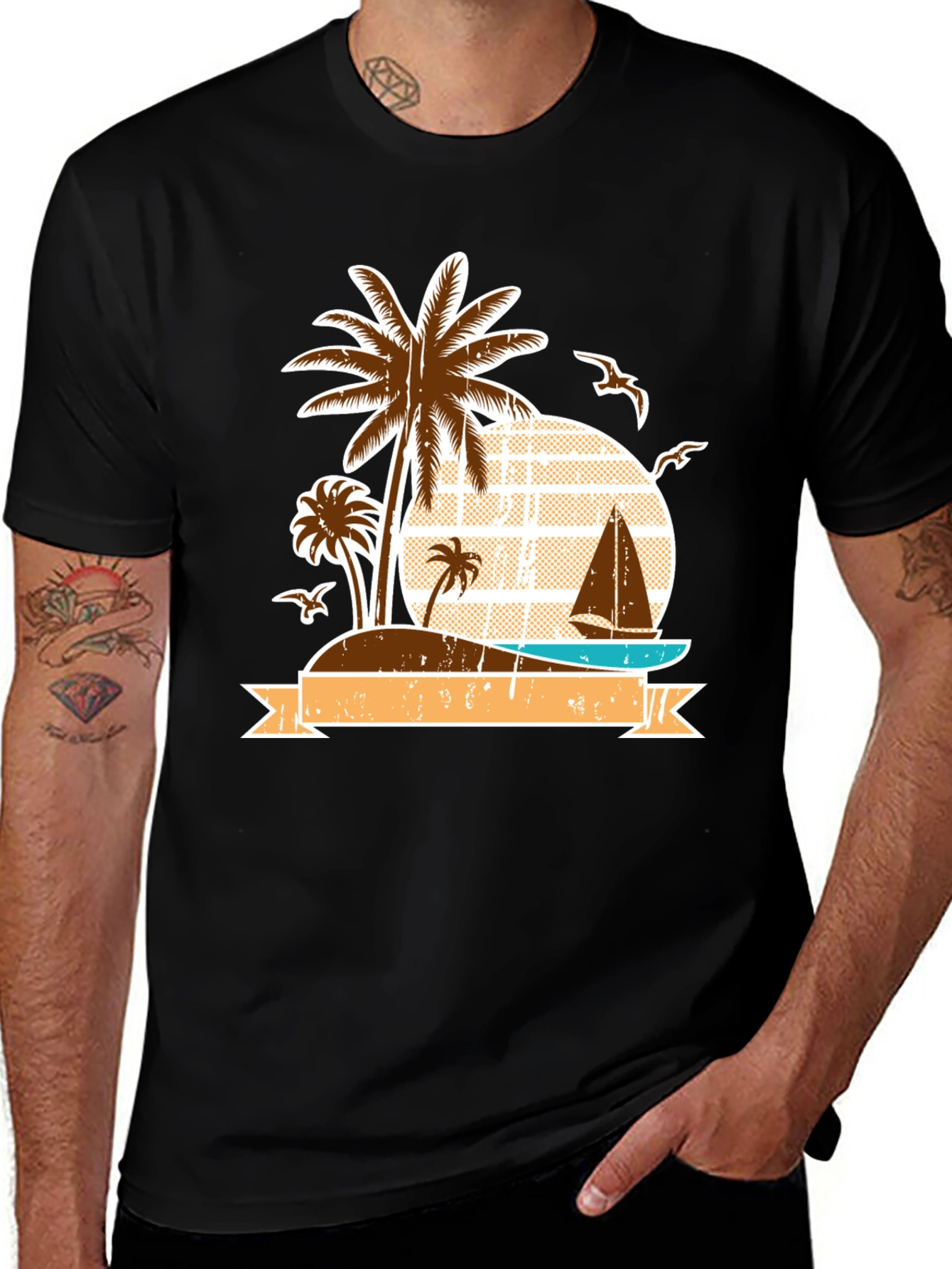 Variant 16 of Tropical Island Graphic Tee - Black