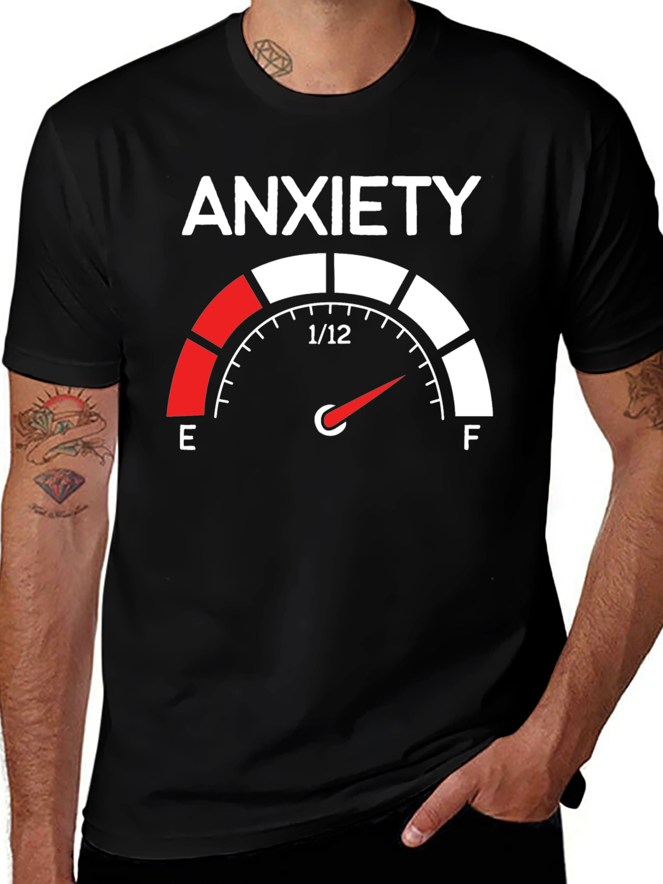 Variant 22 of Anxiety Gauge T-Shirt - Black Cotton Tee