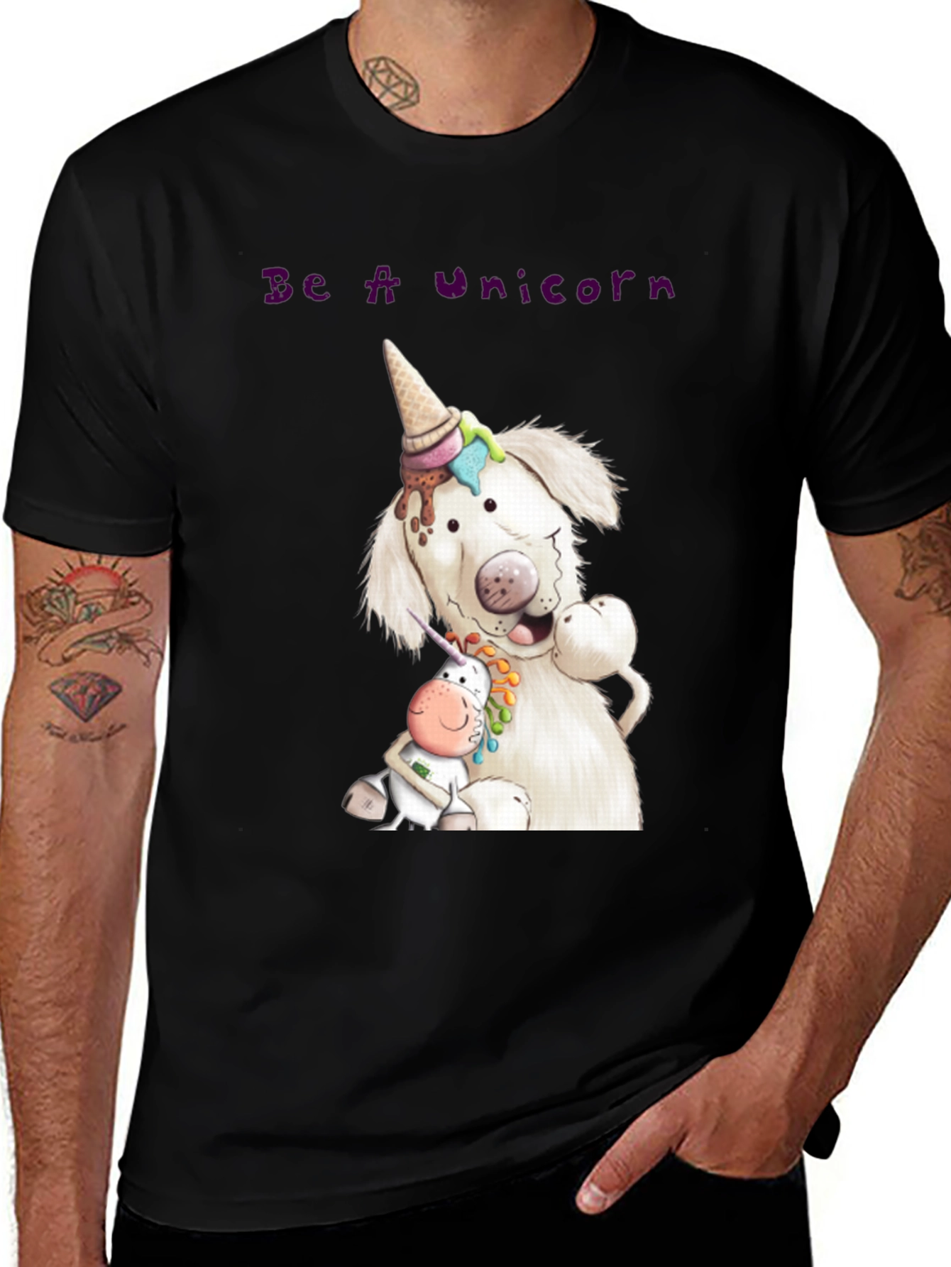 Variant 18 of Be A Unicorn T-Shirt - Cute Dog & Unicorn Design