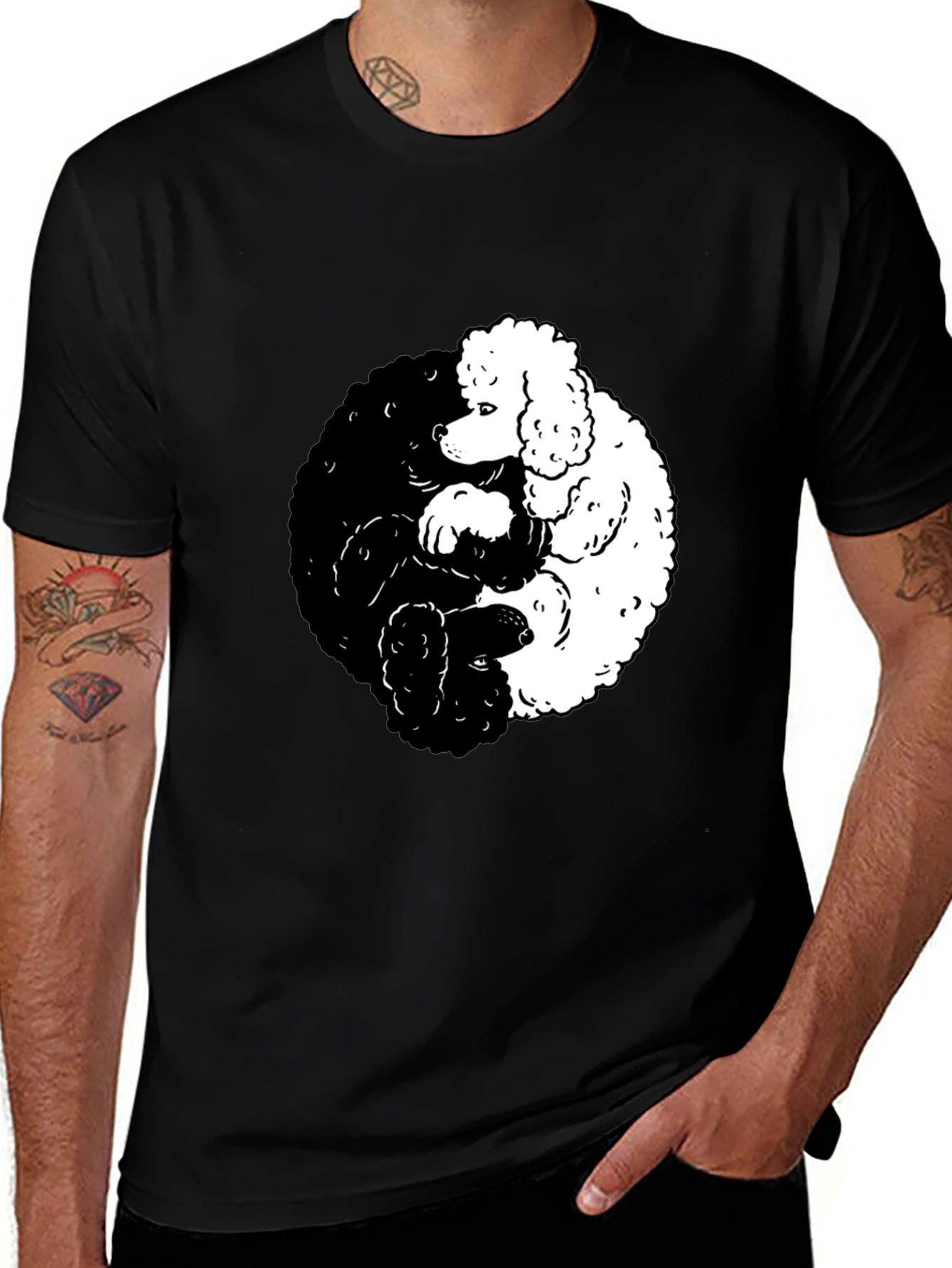 Variant 18 of Yin Yang Poodle Graphic Tee - Unisex