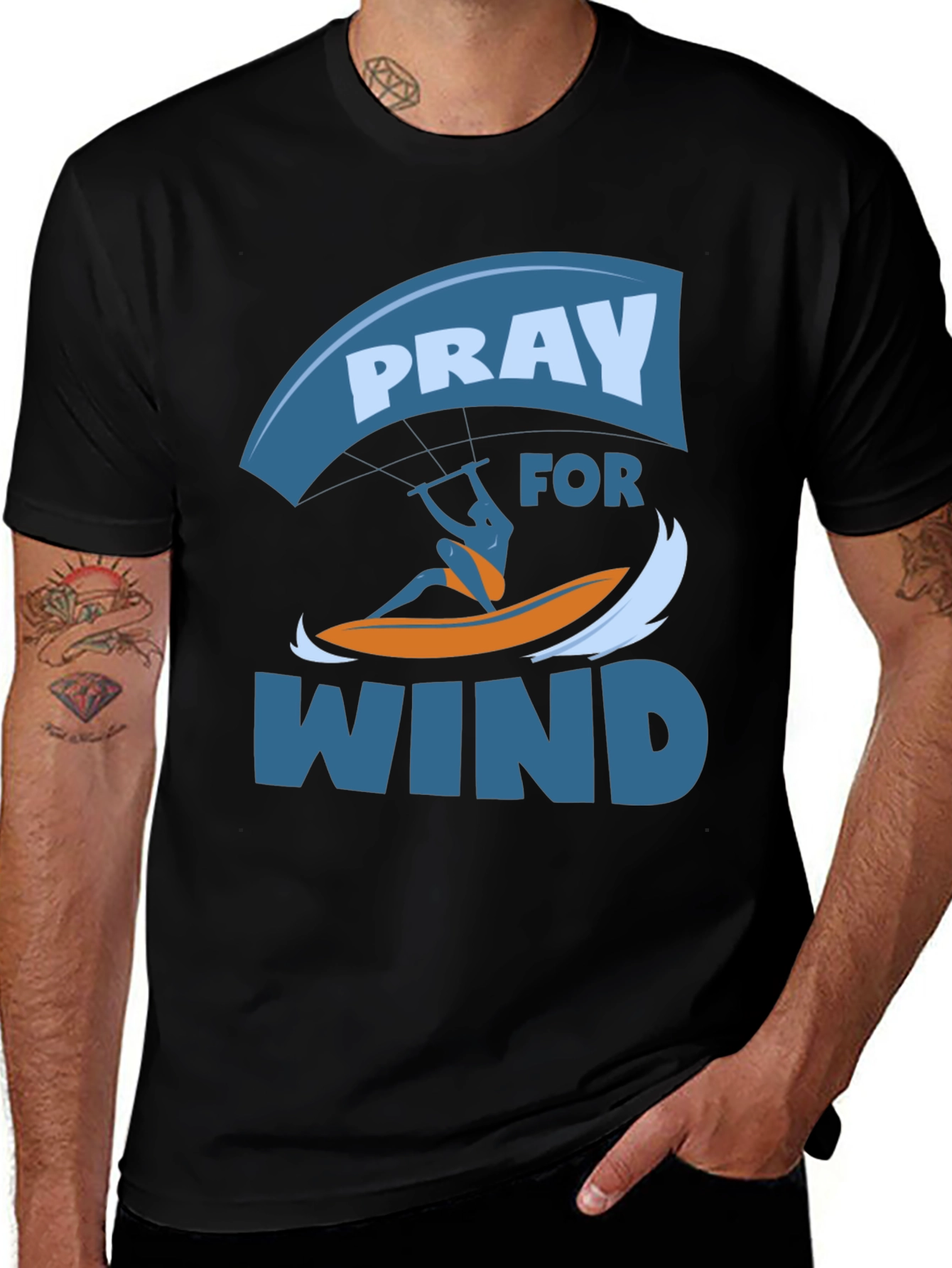 Variant 22 of Pray for Wind Graphic T-Shirt - Kite Surfing