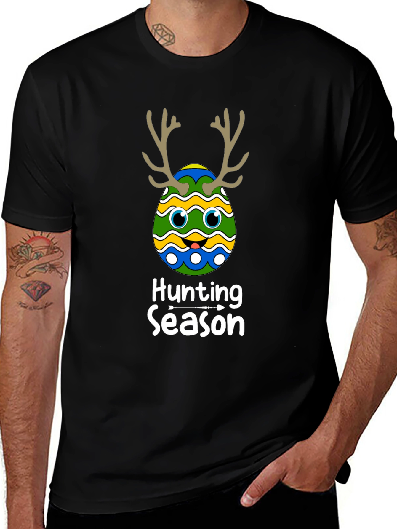 Camiseta Negra Divertida de Pascua para Caza