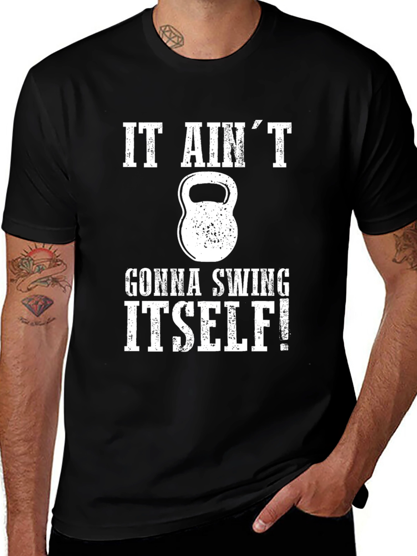 Variant 9 of It Ain't Gonna Swing Itself Kettlebell Gym T-Shirt