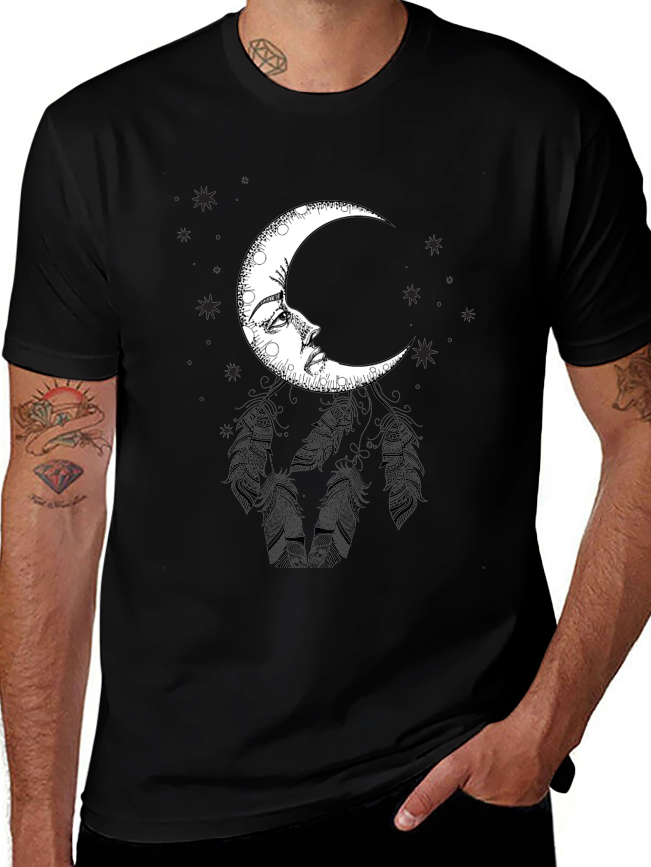 Variant 18 of Celestial Moon Face Graphic Tee
