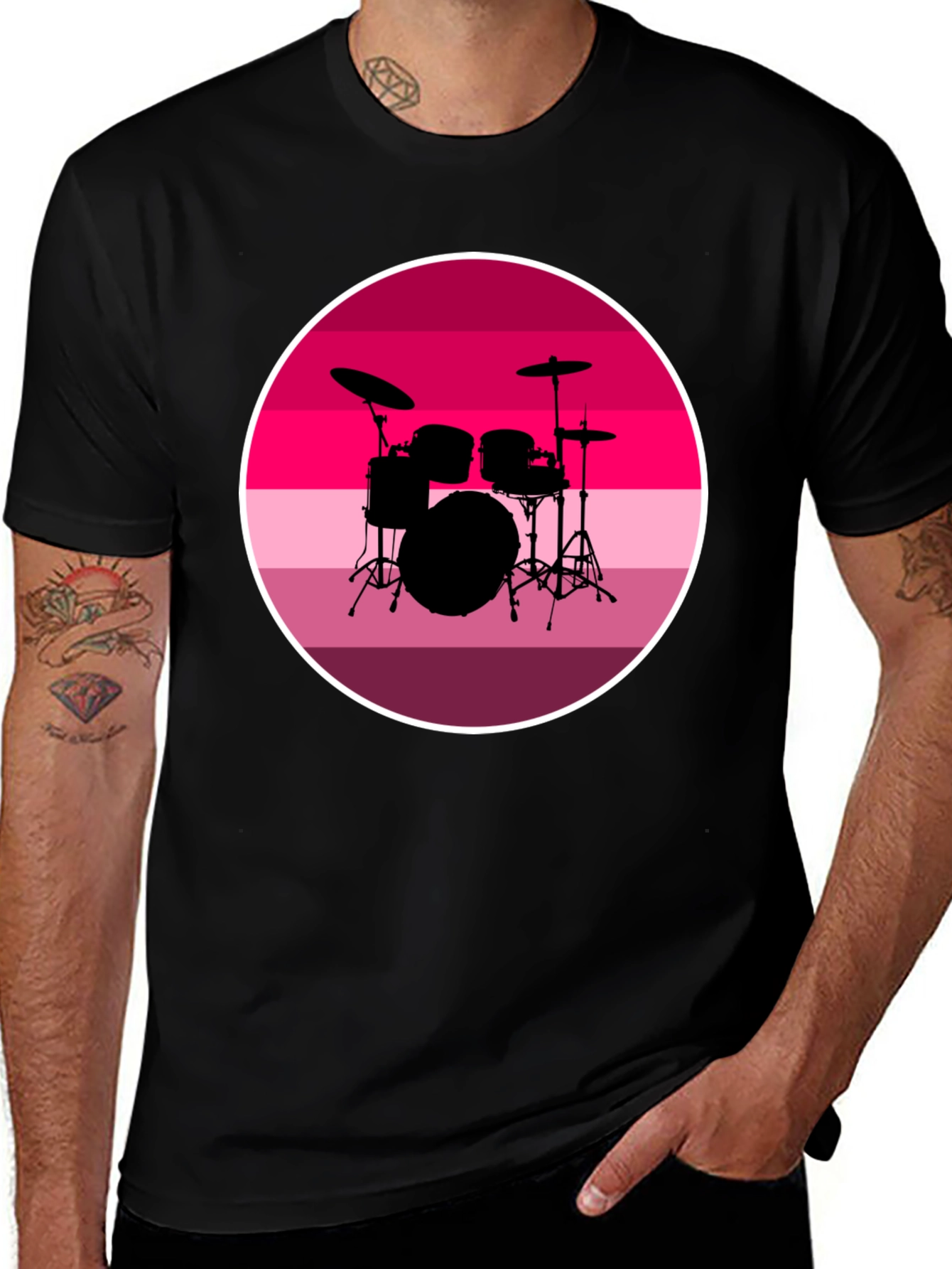 Variant 28 of Drum Set Silhouette T-Shirt - Retro Music Tee