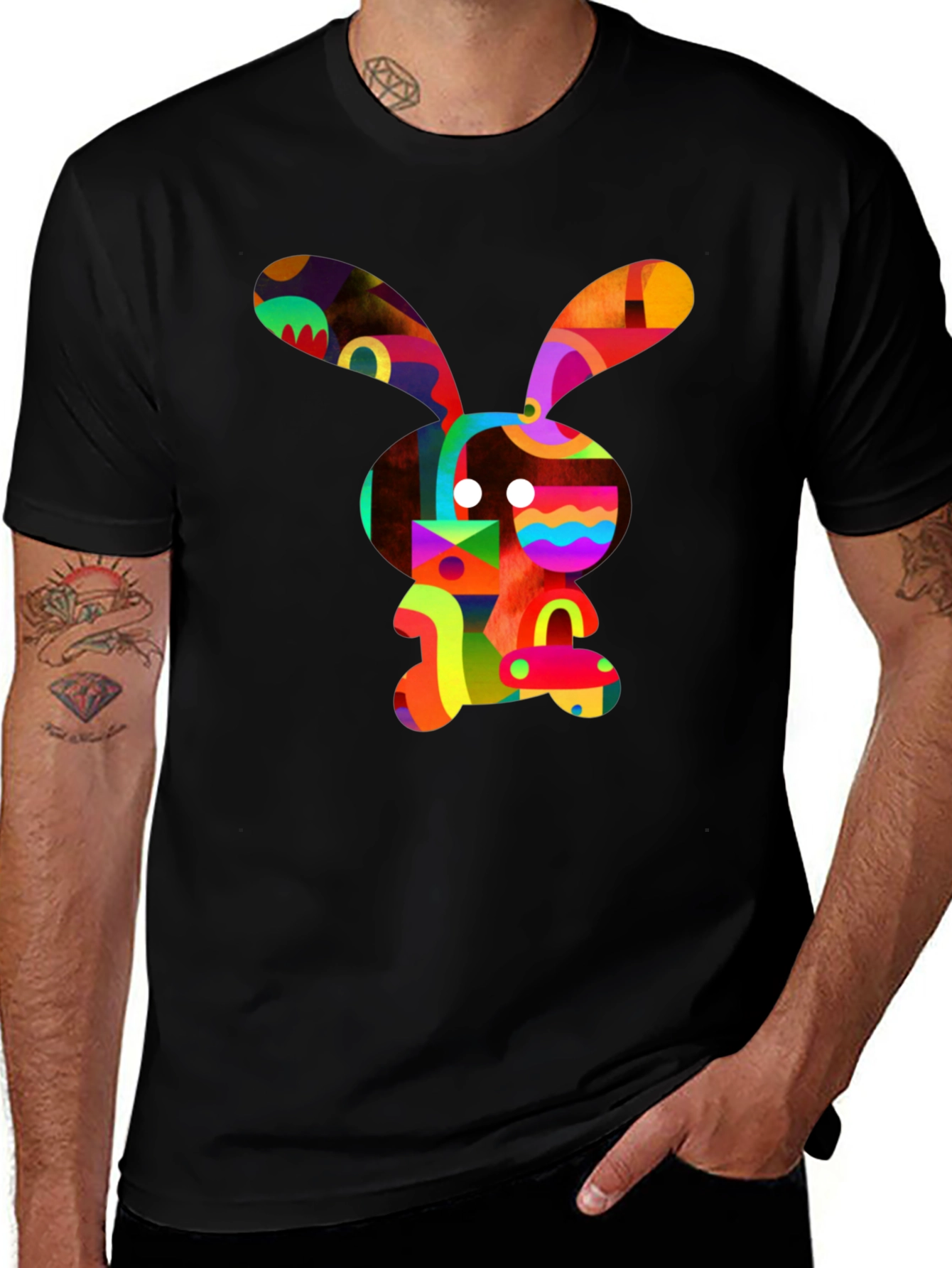 Variant 22 of Colorful Psychedelic Rabbit Graphic T-Shirt