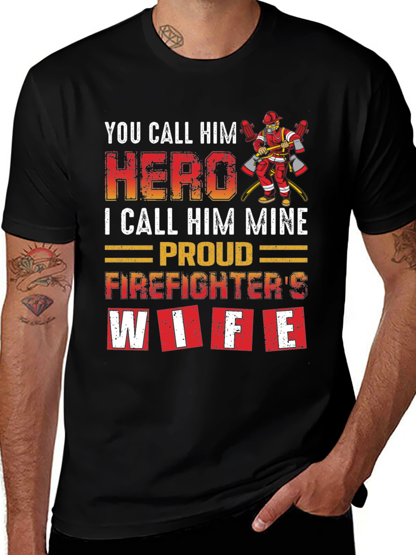 Variant 9 of Firefighter's Wife T-Shirt - Hero Design