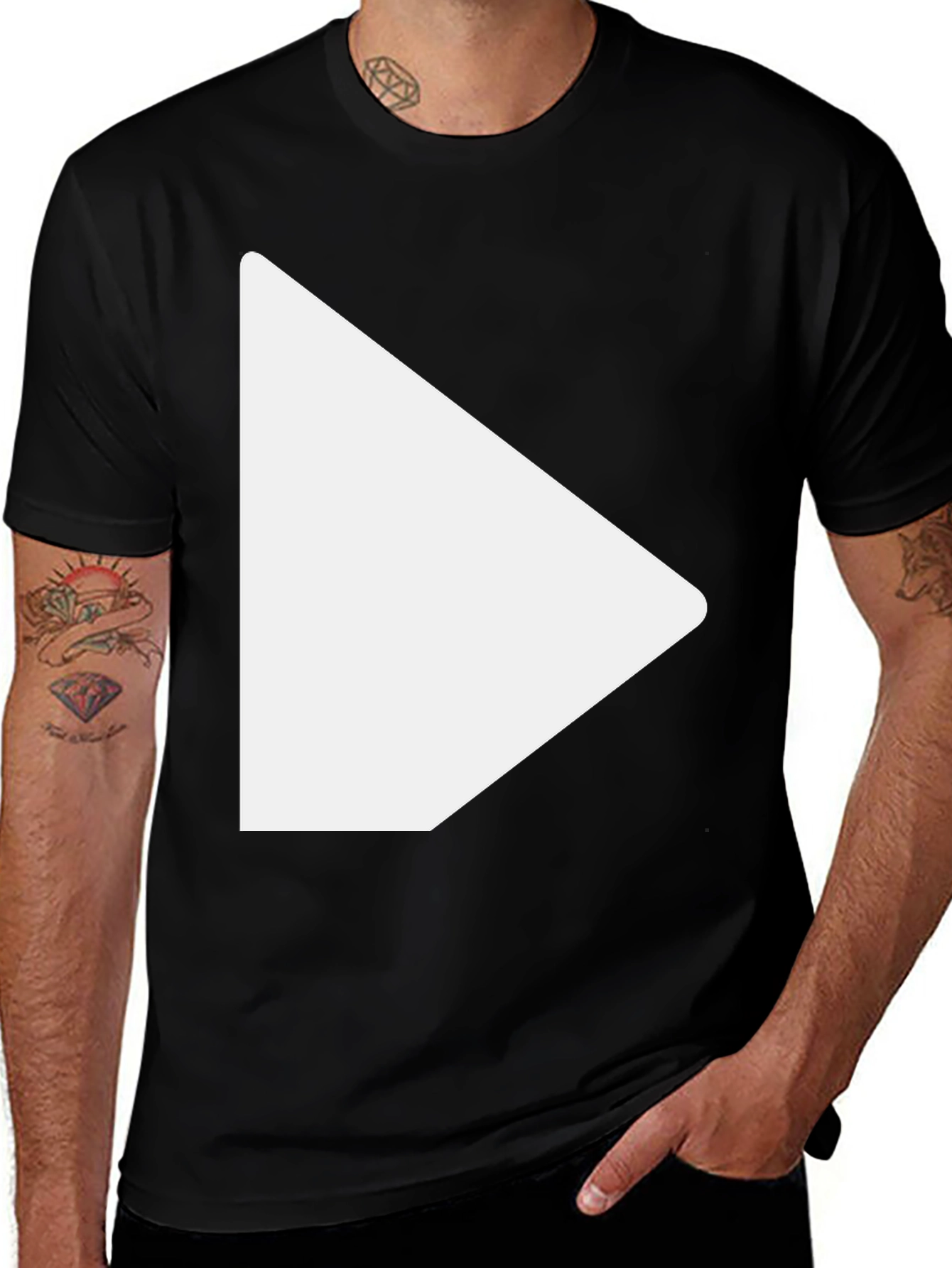 Modern Play Button Black T-Shirt