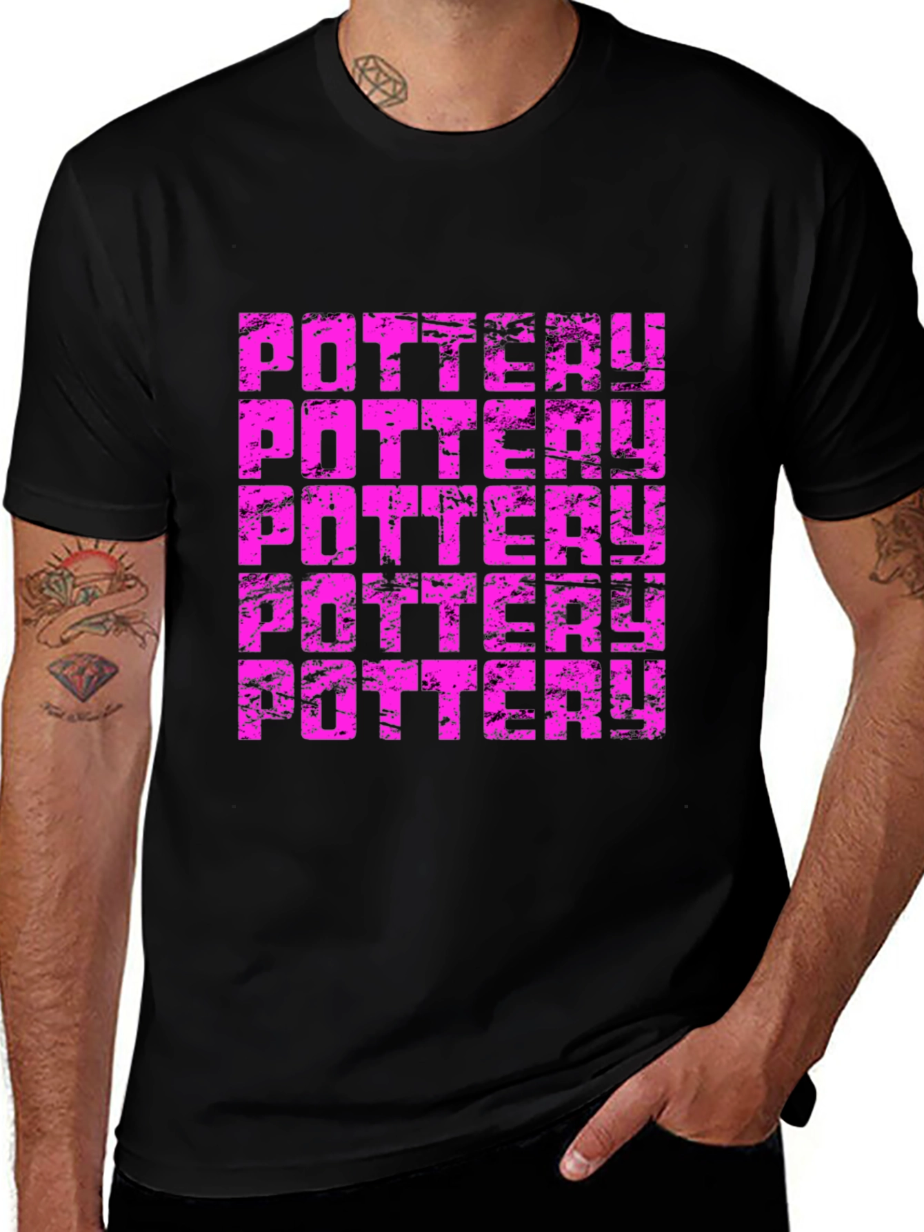 Variant 7 of Pottery Print Black T-Shirt
