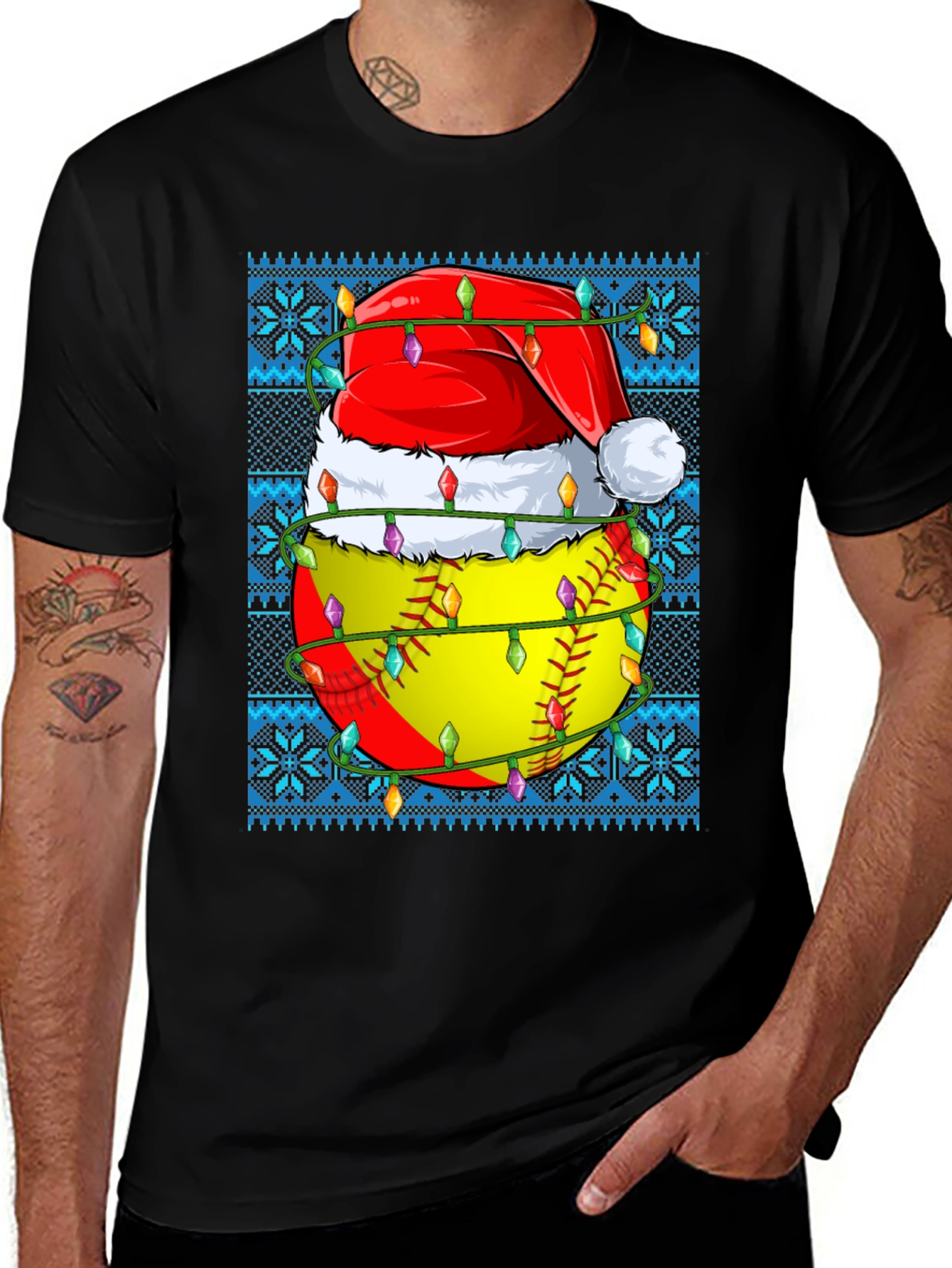 Variant 28 of Festive Softball Christmas T-Shirt