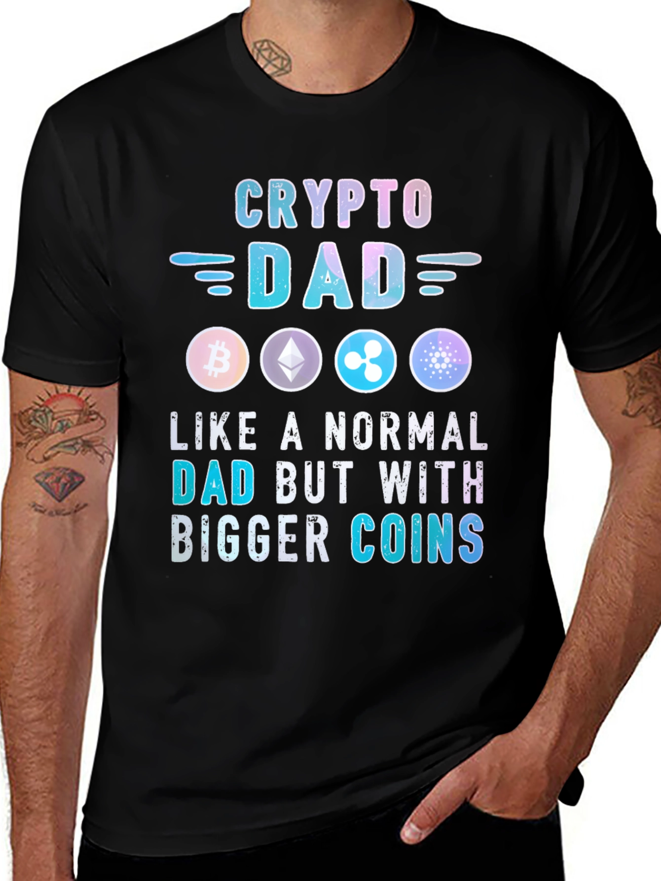 Variant 15 of Crypto Dad T-Shirt Bitcoin Ethereum XRP Cardano