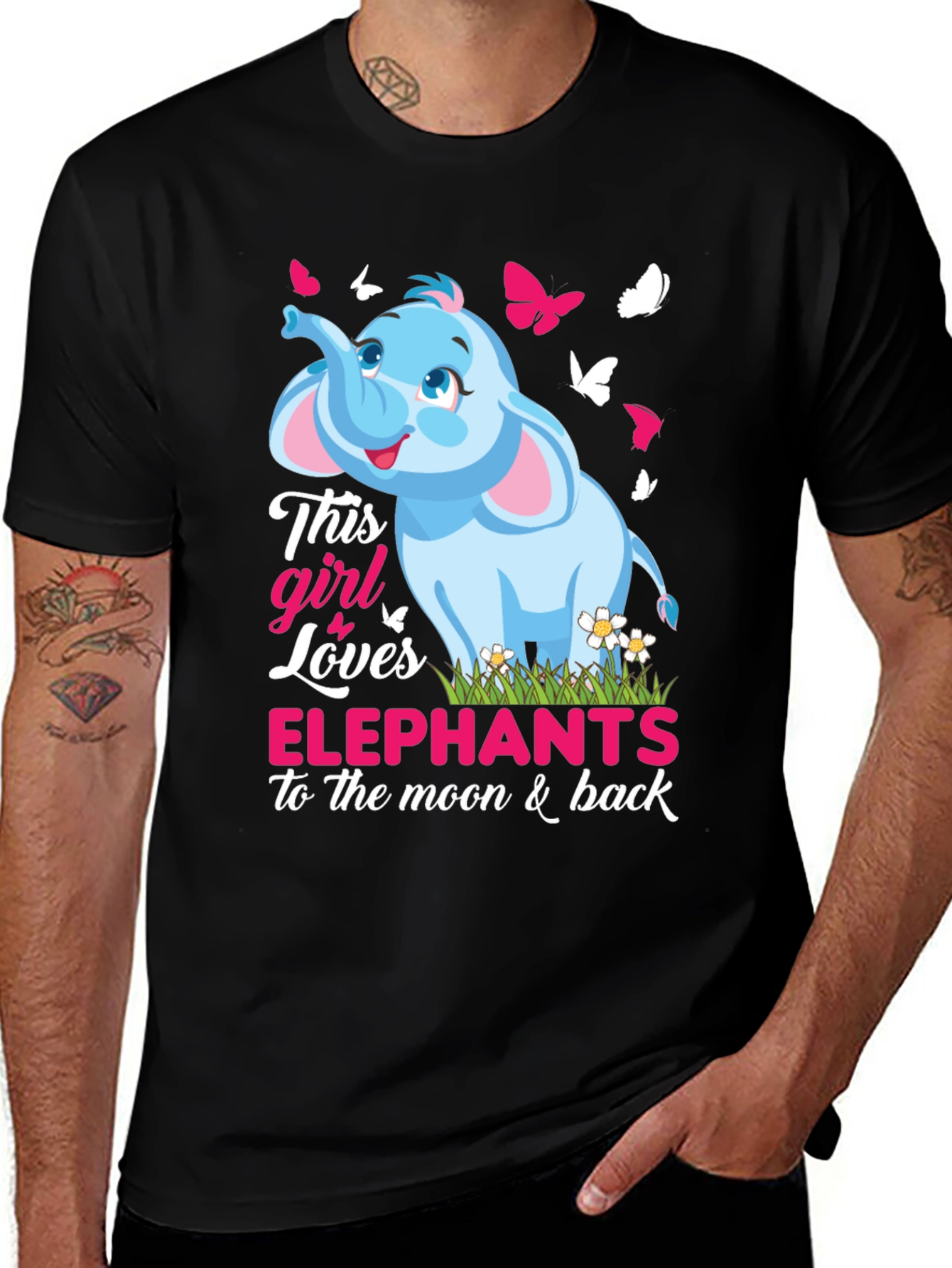 Variant 22 of Girl Loves Elephants T-Shirt - Cute Animal Graphic Tee