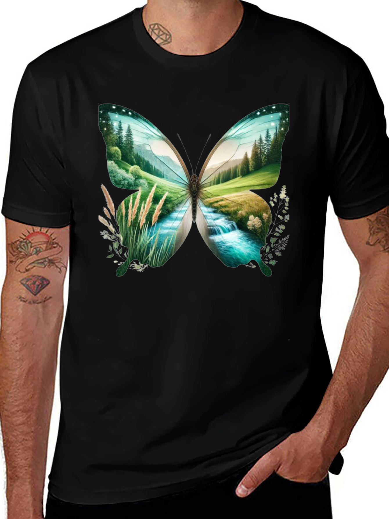 Variant 14 of Nature Butterfly Graphic Tee - Black
