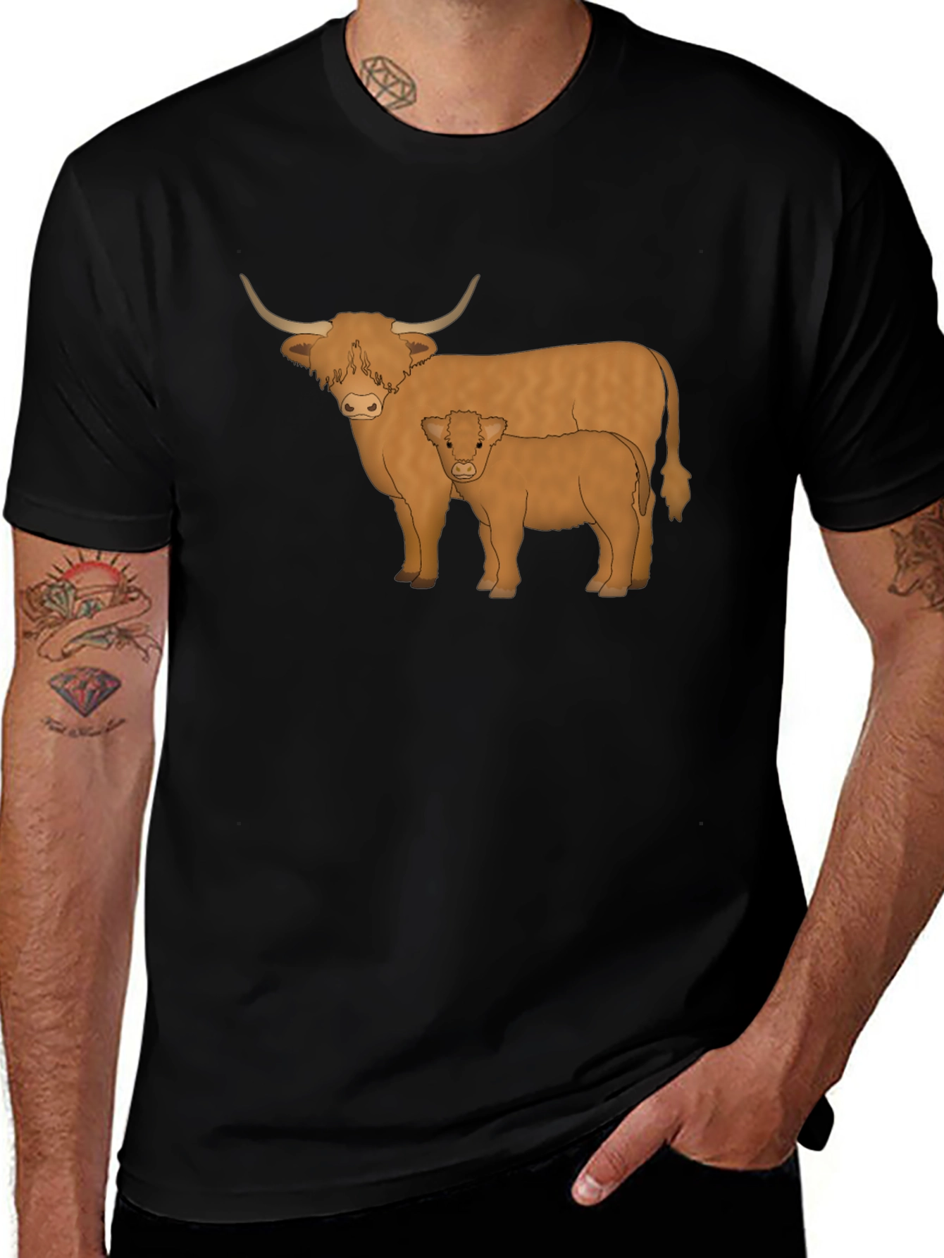 Variant 2 of Highland Cow Graphic Tee - Unisex Black T-Shirt