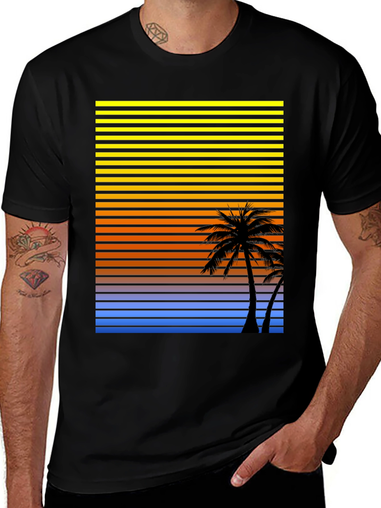 Variant 23 of Retro Palm Tree Sunset T-Shirt