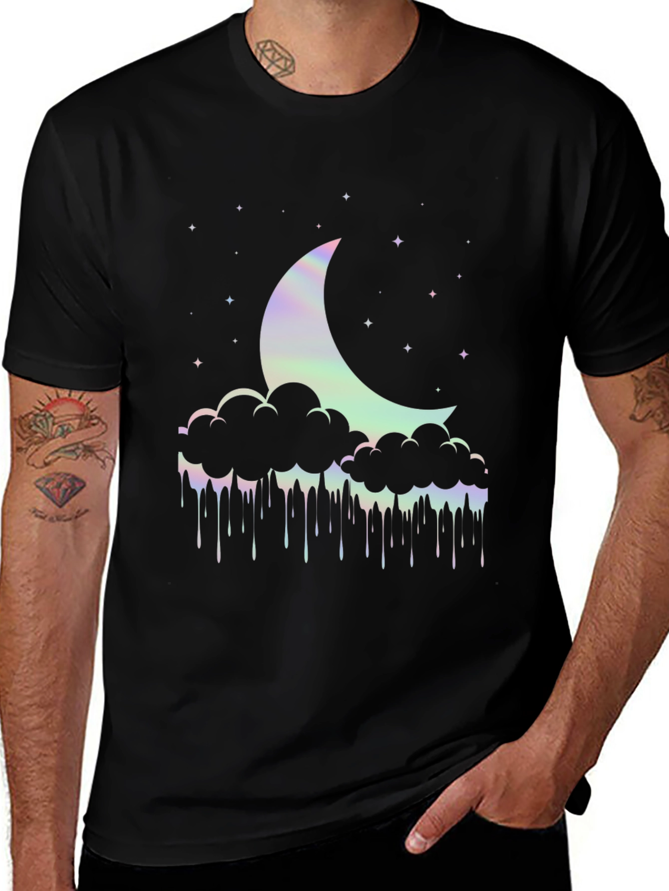 Variant 18 of Moon & Cloud Graphic Black Tee