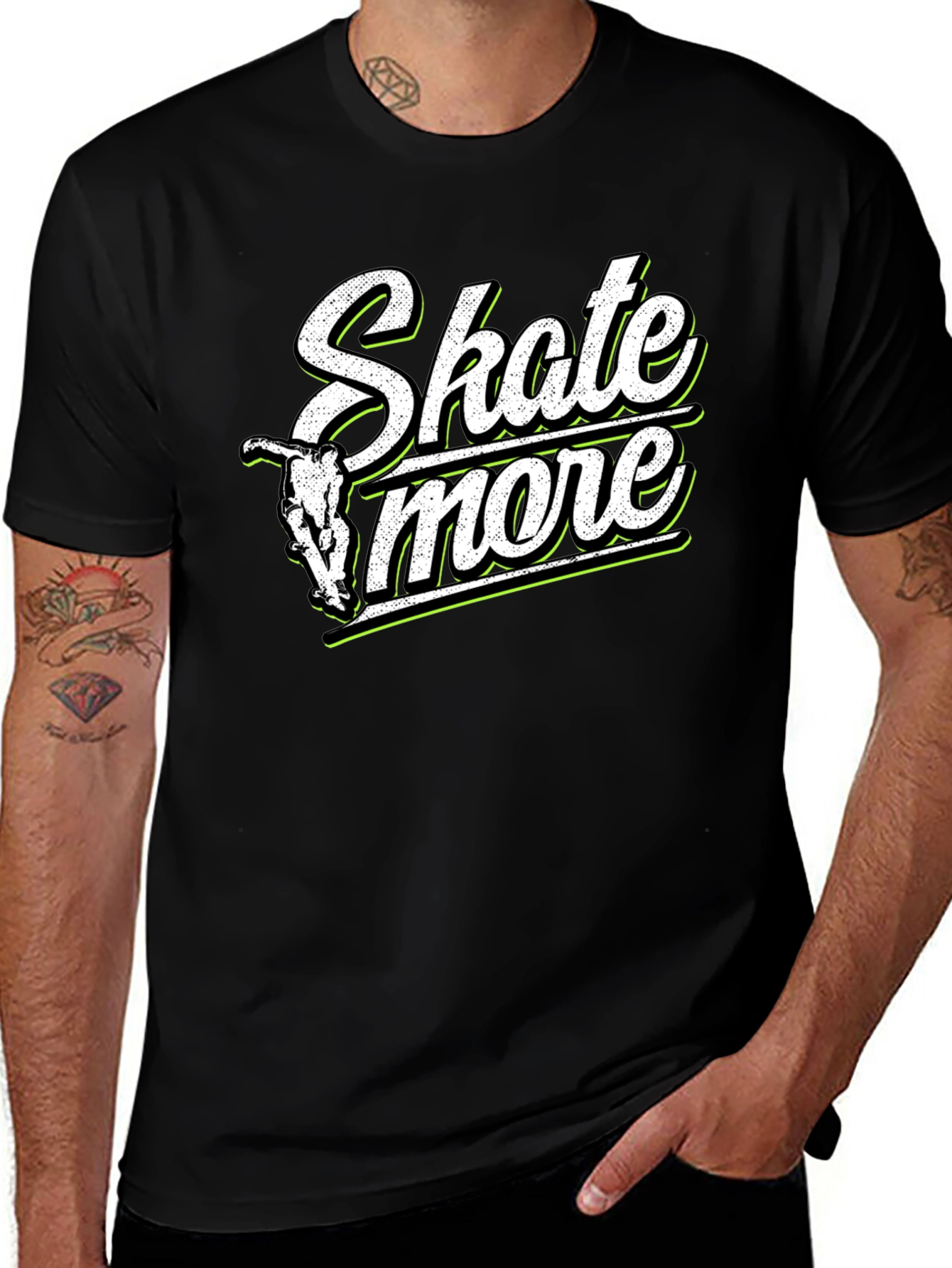 Variant 16 of Skate More Graphic Tee - Trendy Black Skater T-Shirt