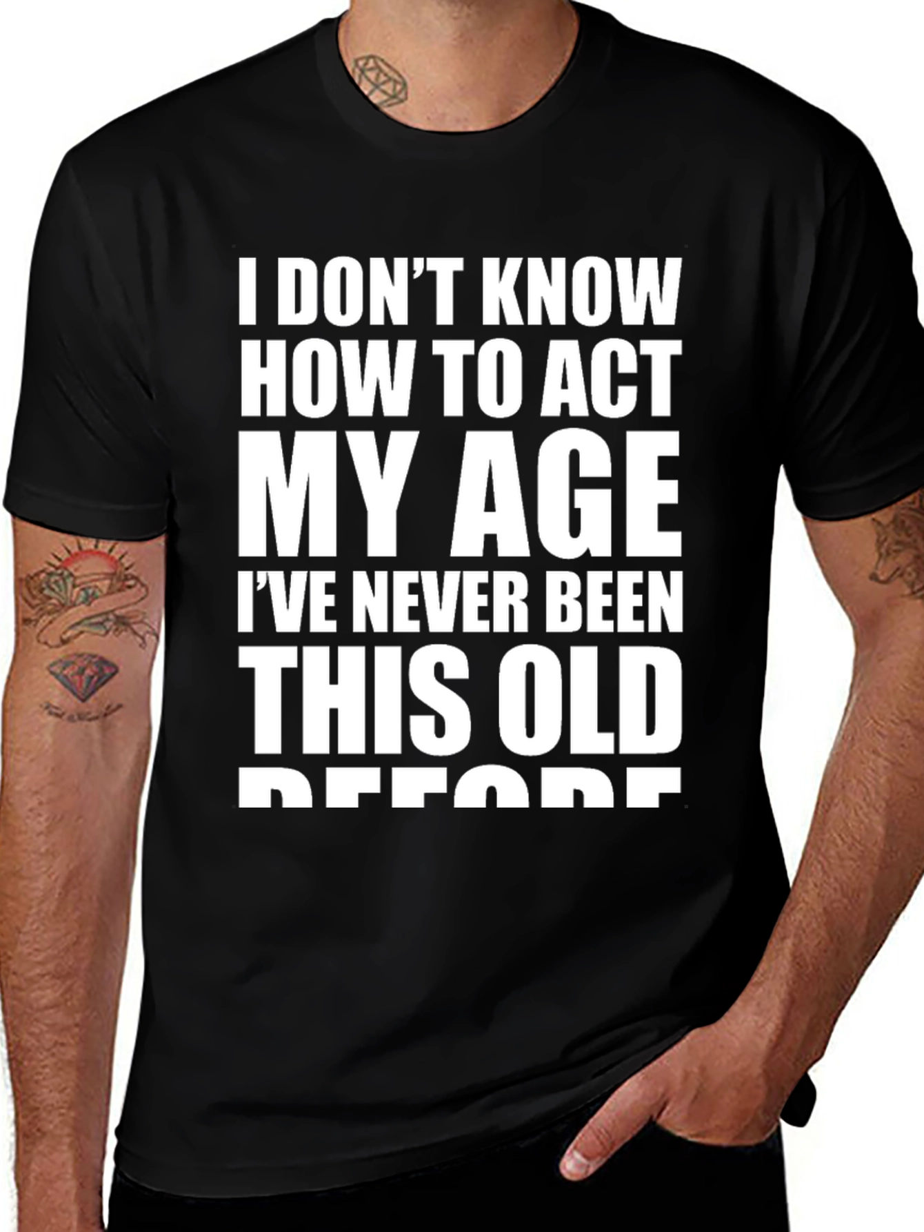 Variant 28 of Funny Age Humor Black T-Shirt