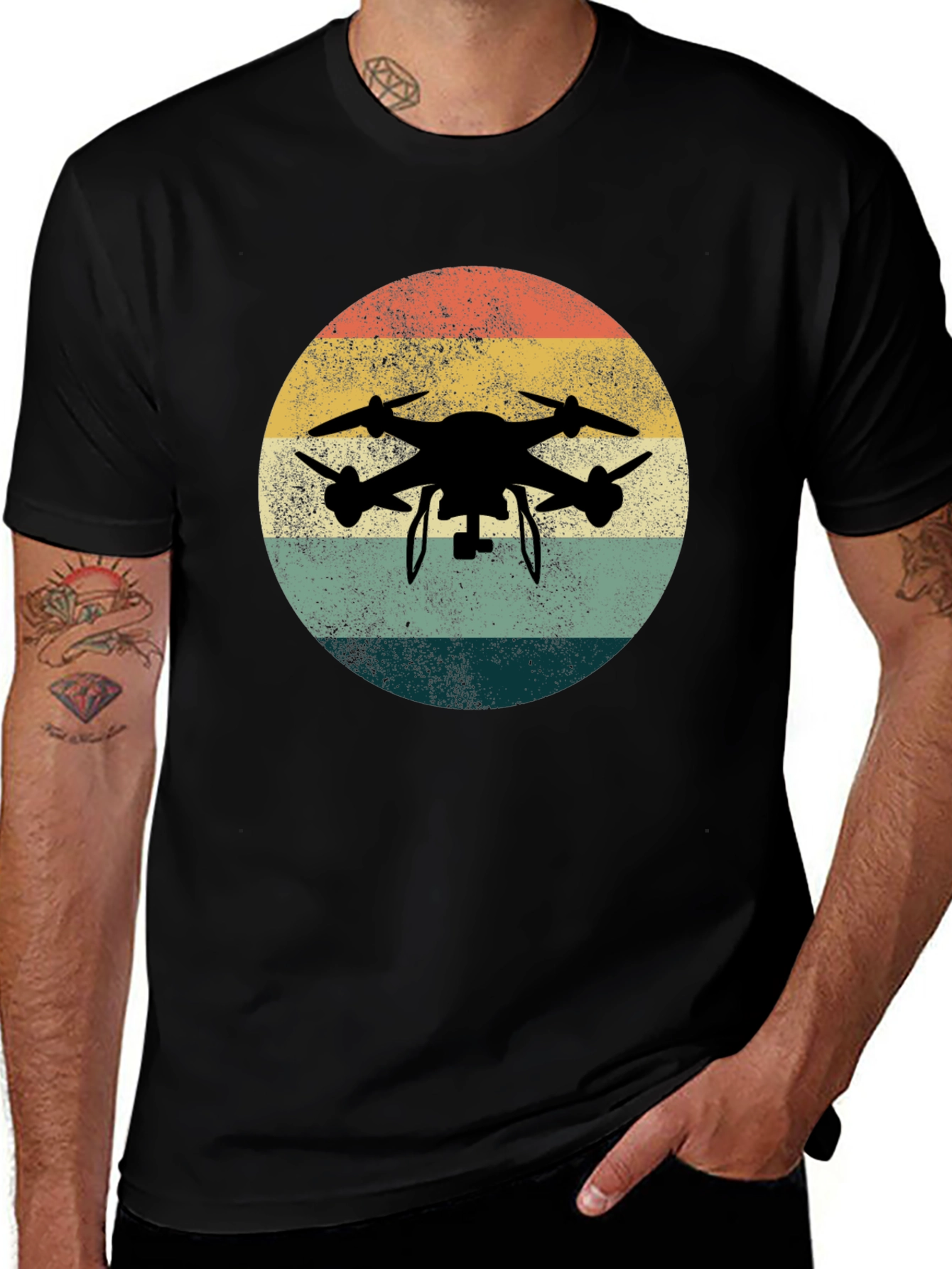 Variant 17 of Vintage Drone Silhouette T-Shirt