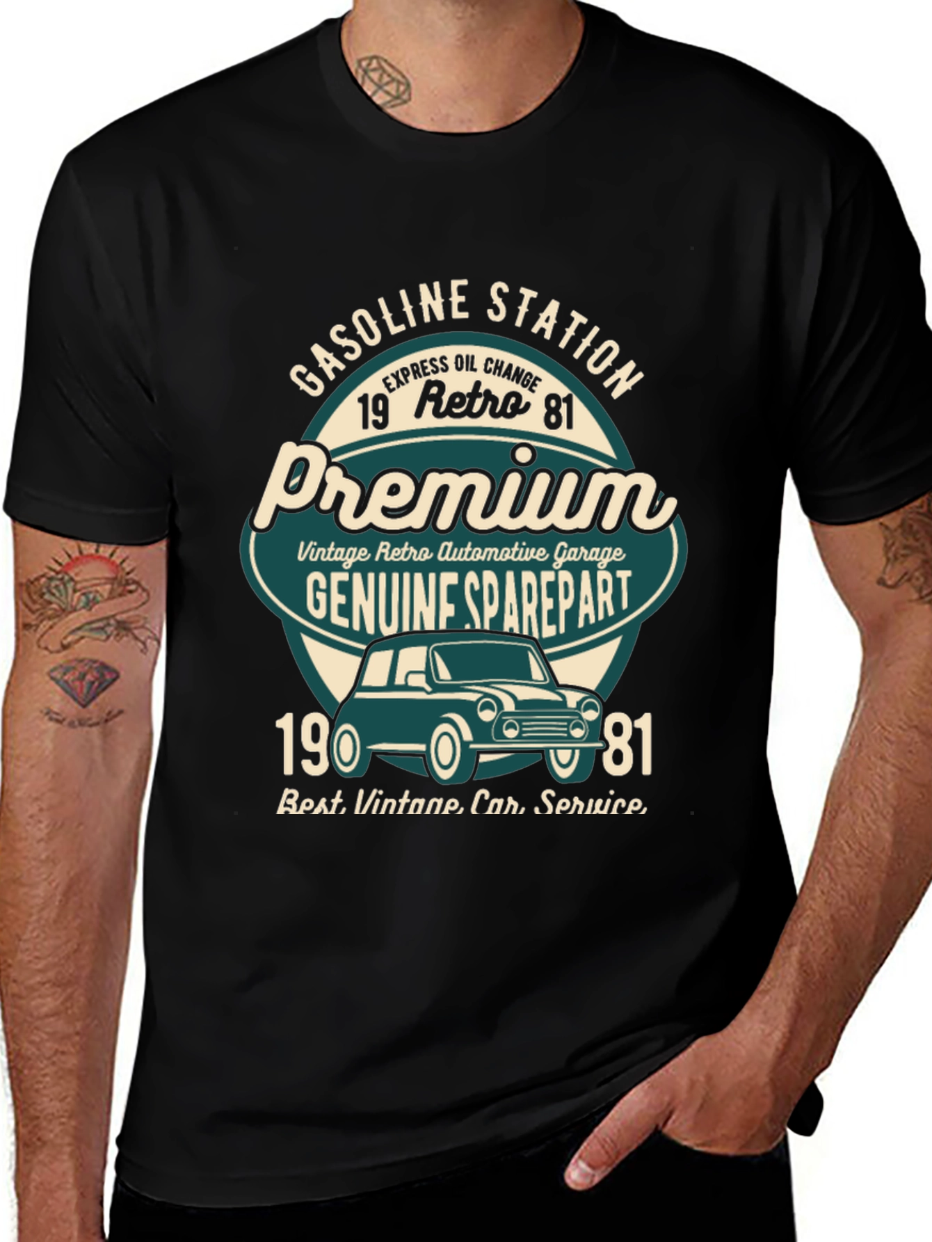 Variant 9 of Vintage Retro Car T-Shirt - Gasoline Station Premium Design