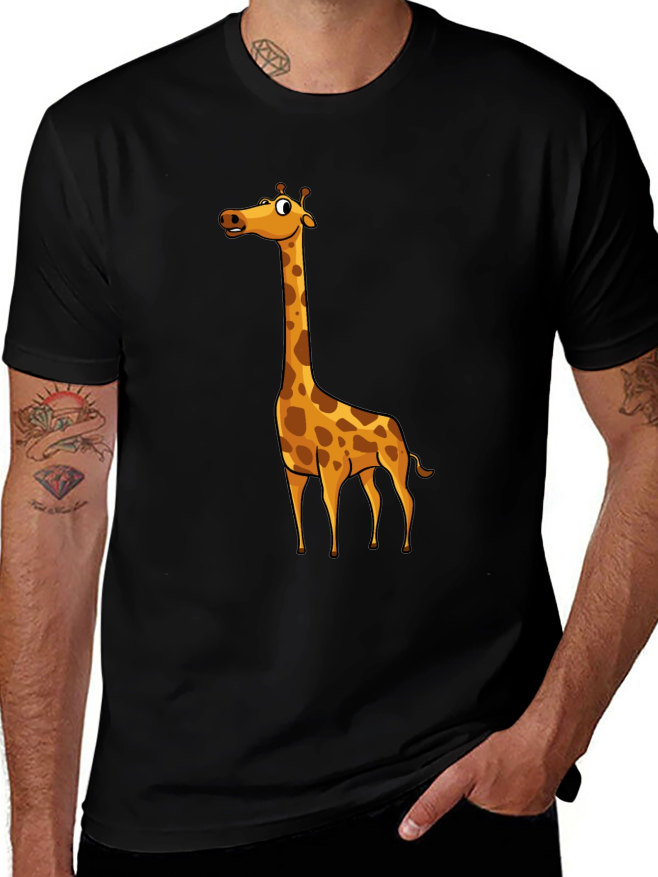 Variant 15 of Men's Black Giraffe Graphic T-Shirt