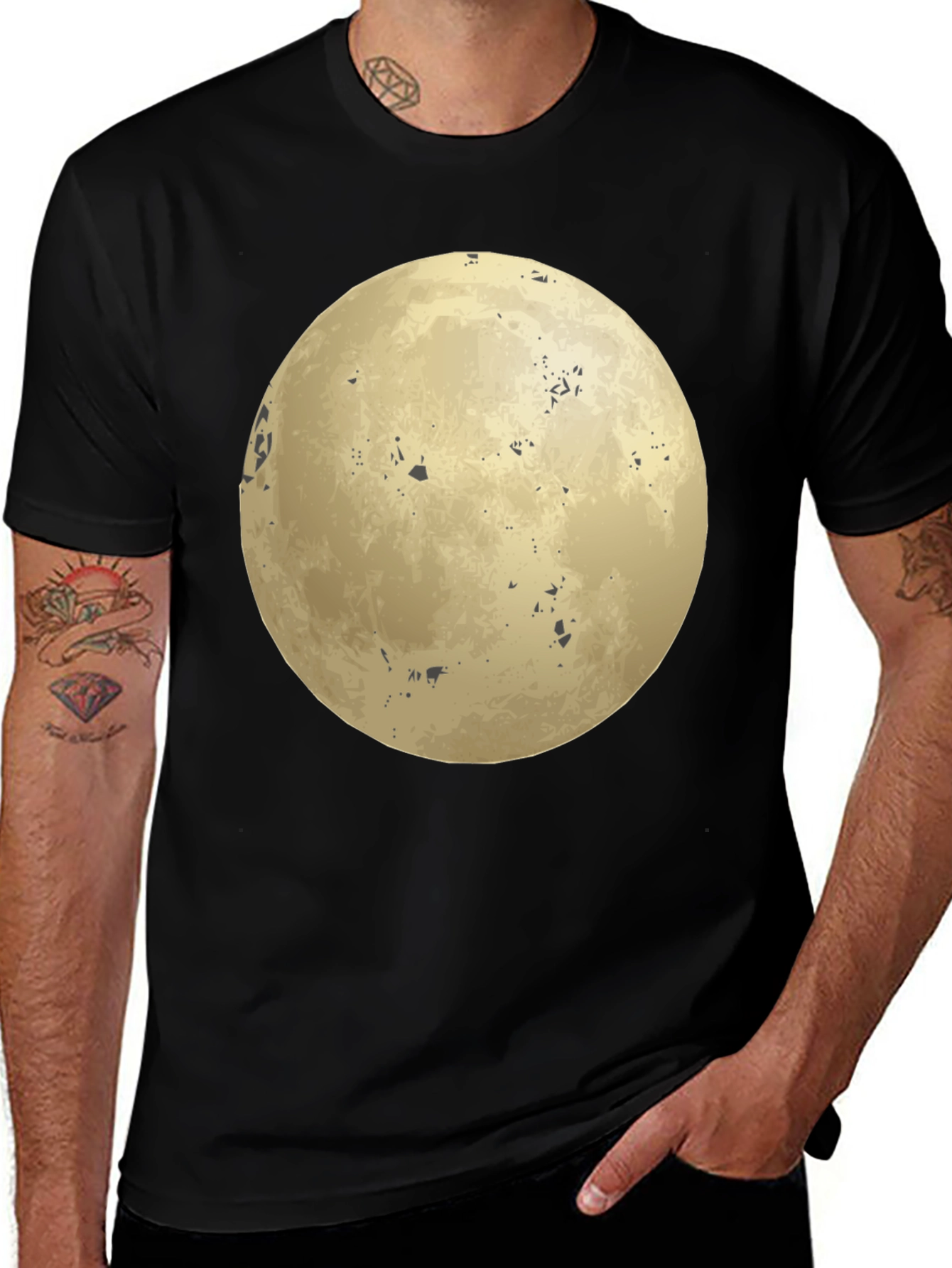 Variant 21 of Lunar Graphic Tee - Moon Print Black T-Shirt