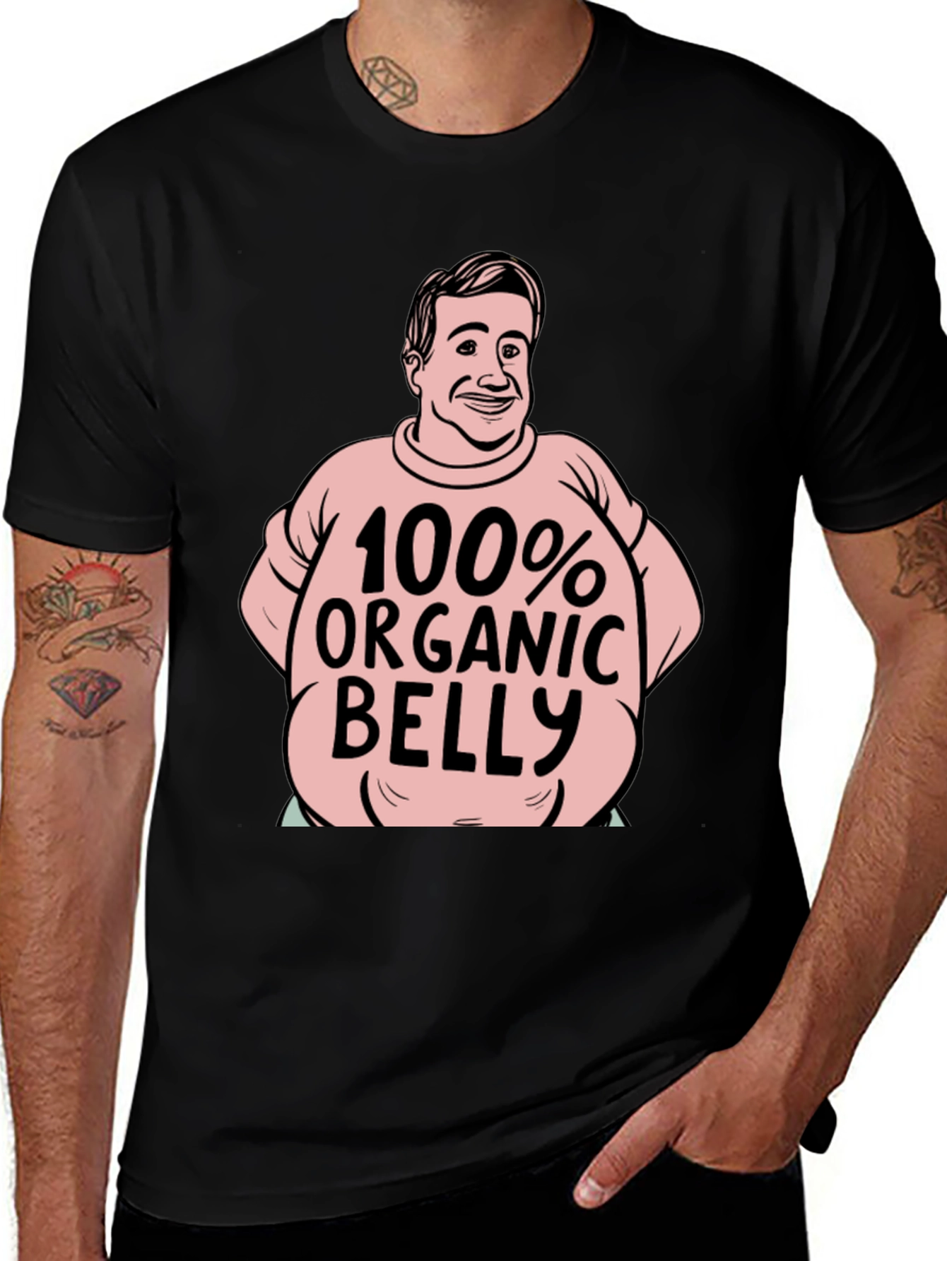 Black Organic Belly Funny T-Shirt main image