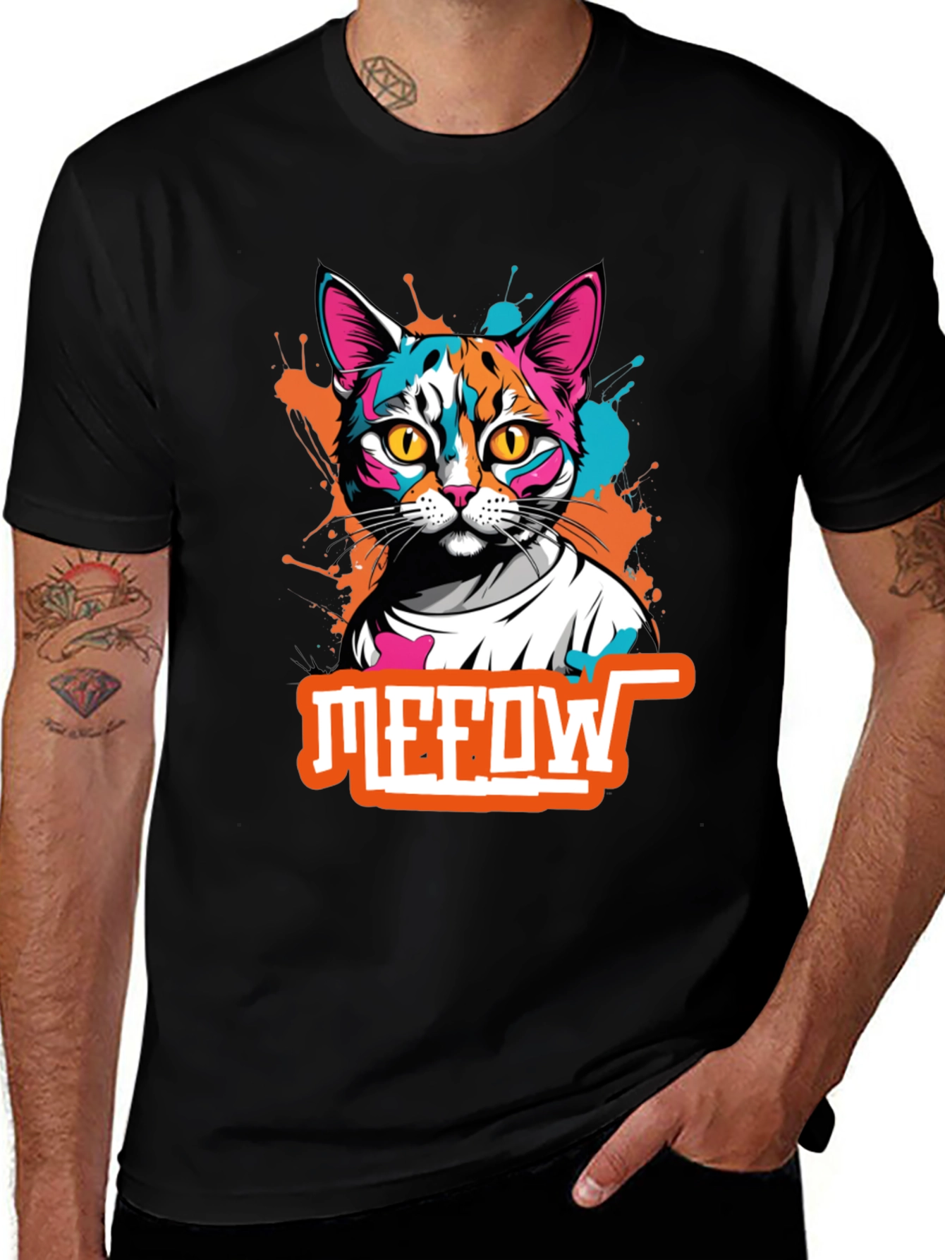 Variant 29 of Cool Cat Graphic Tee - Meow T-Shirt