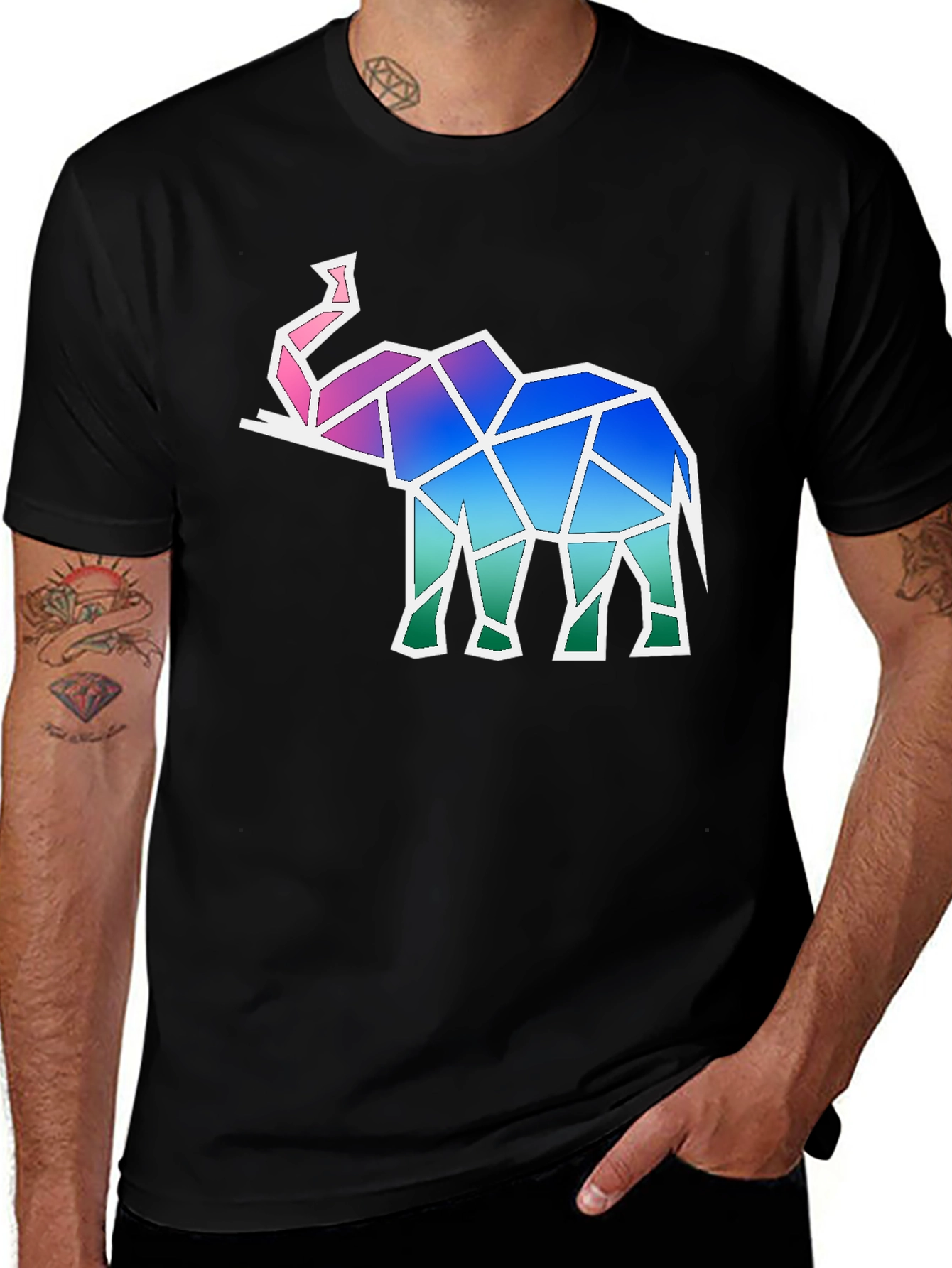 Variant 15 of Geometric Elephant Graphic Tee - Modern Art Shirt