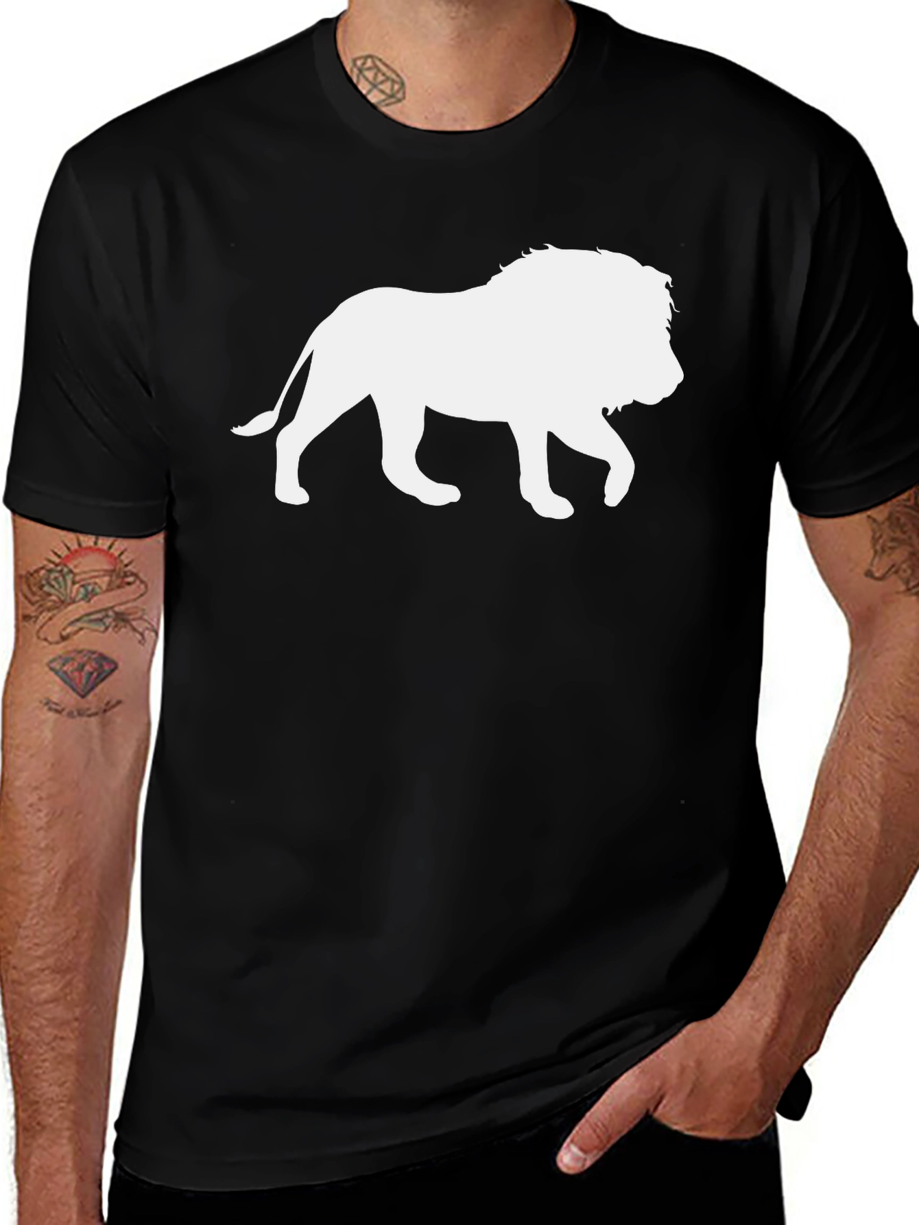Variant 7 of Lion Silhouette Graphic Tee - Classic Black
