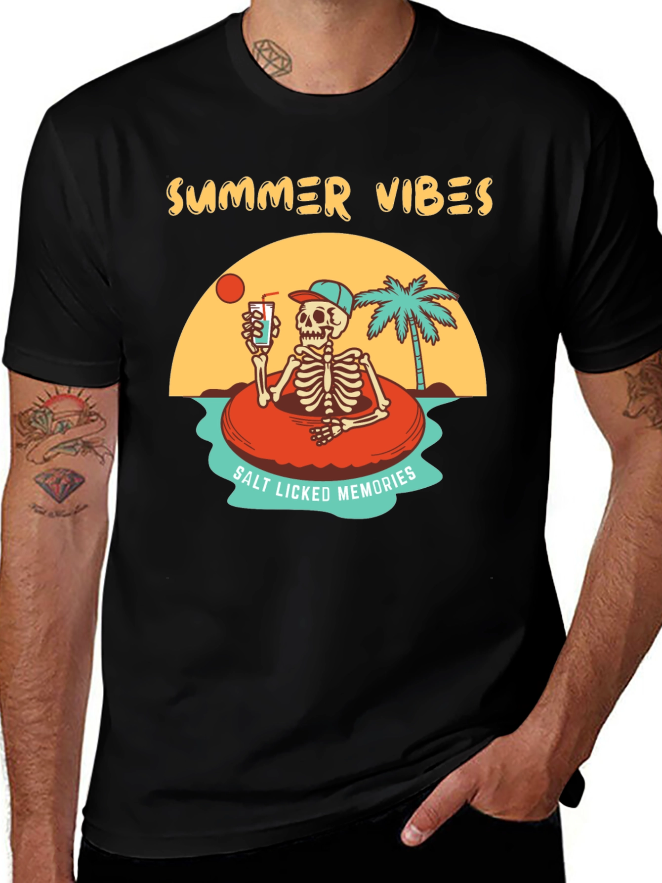 Variant 17 of Summer Vibes Skeleton T-Shirt