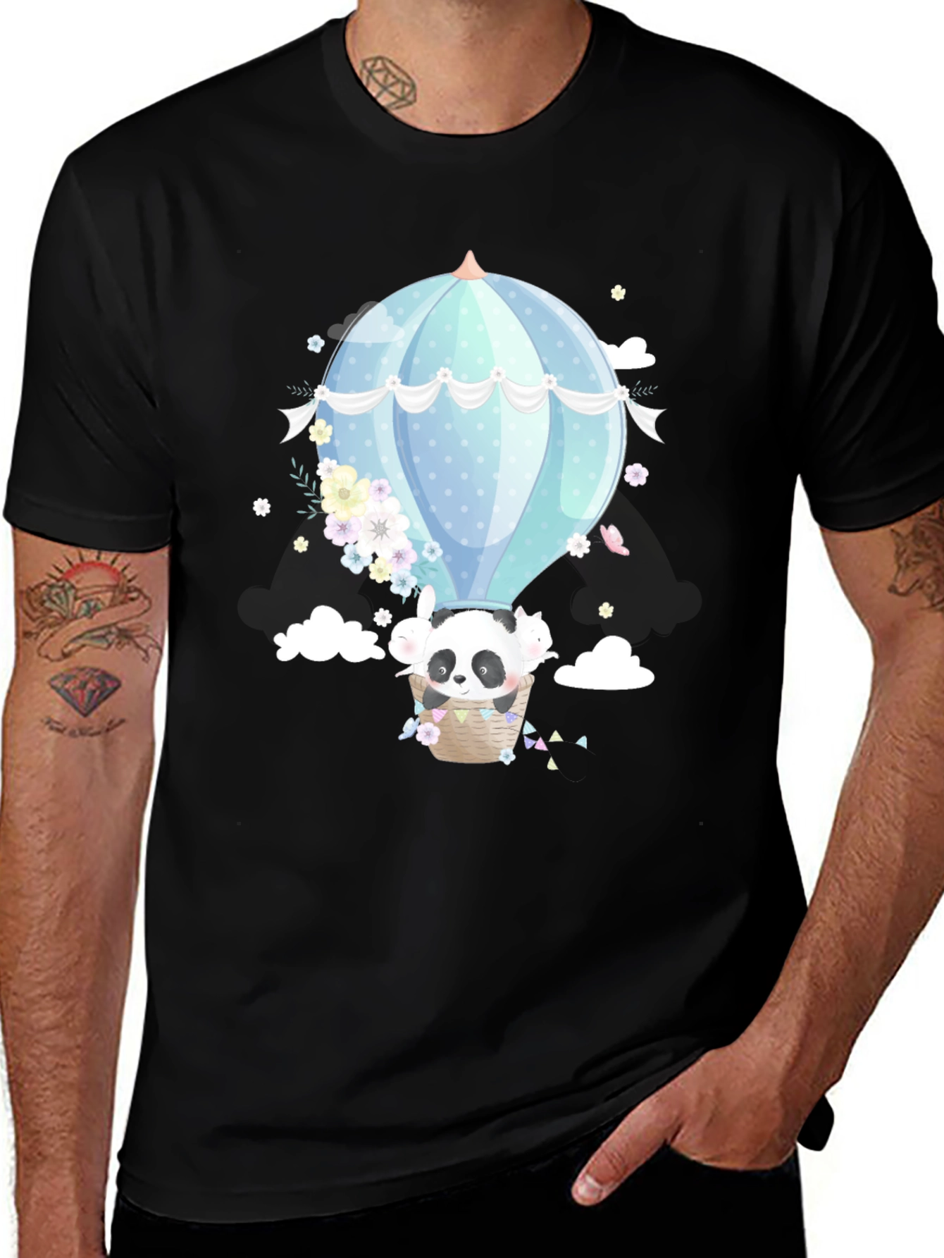 Variant 17 of Panda Hot Air Balloon Graphic Tee