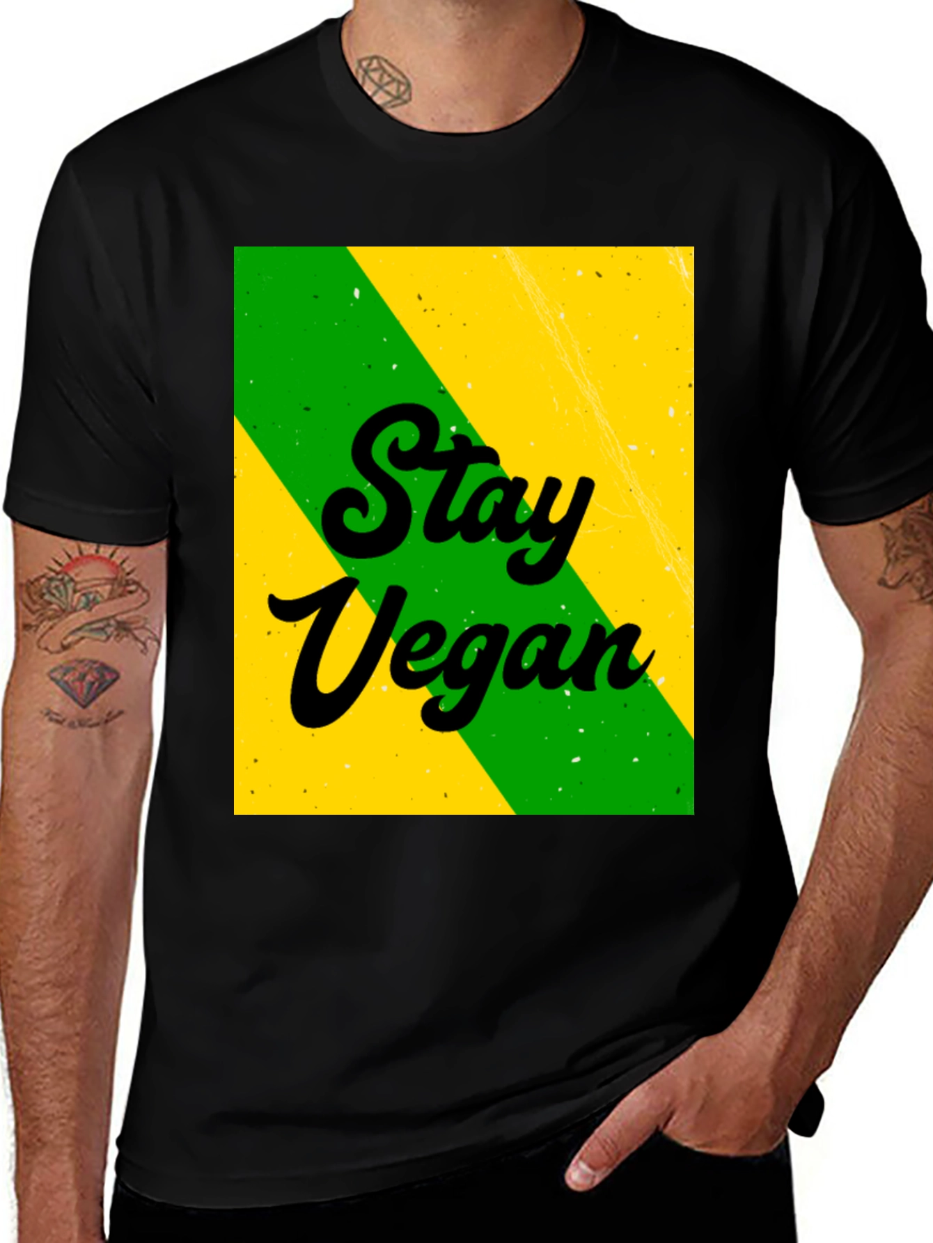 Variant 26 of Stay Vegan Black Graphic T-Shirt