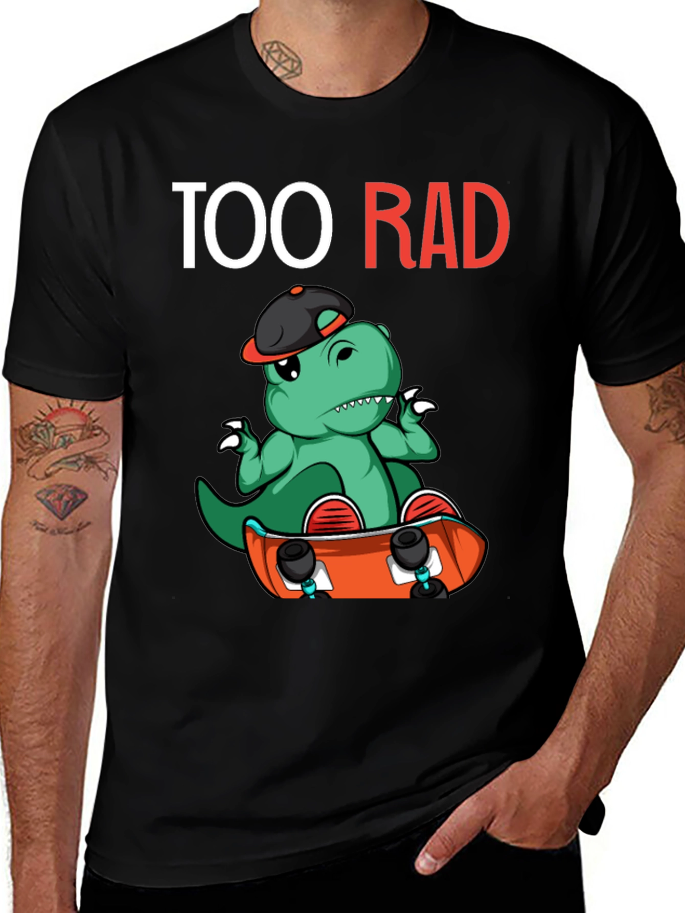 Variant 13 of Too Rad Dinosaur Skateboard T-Shirt