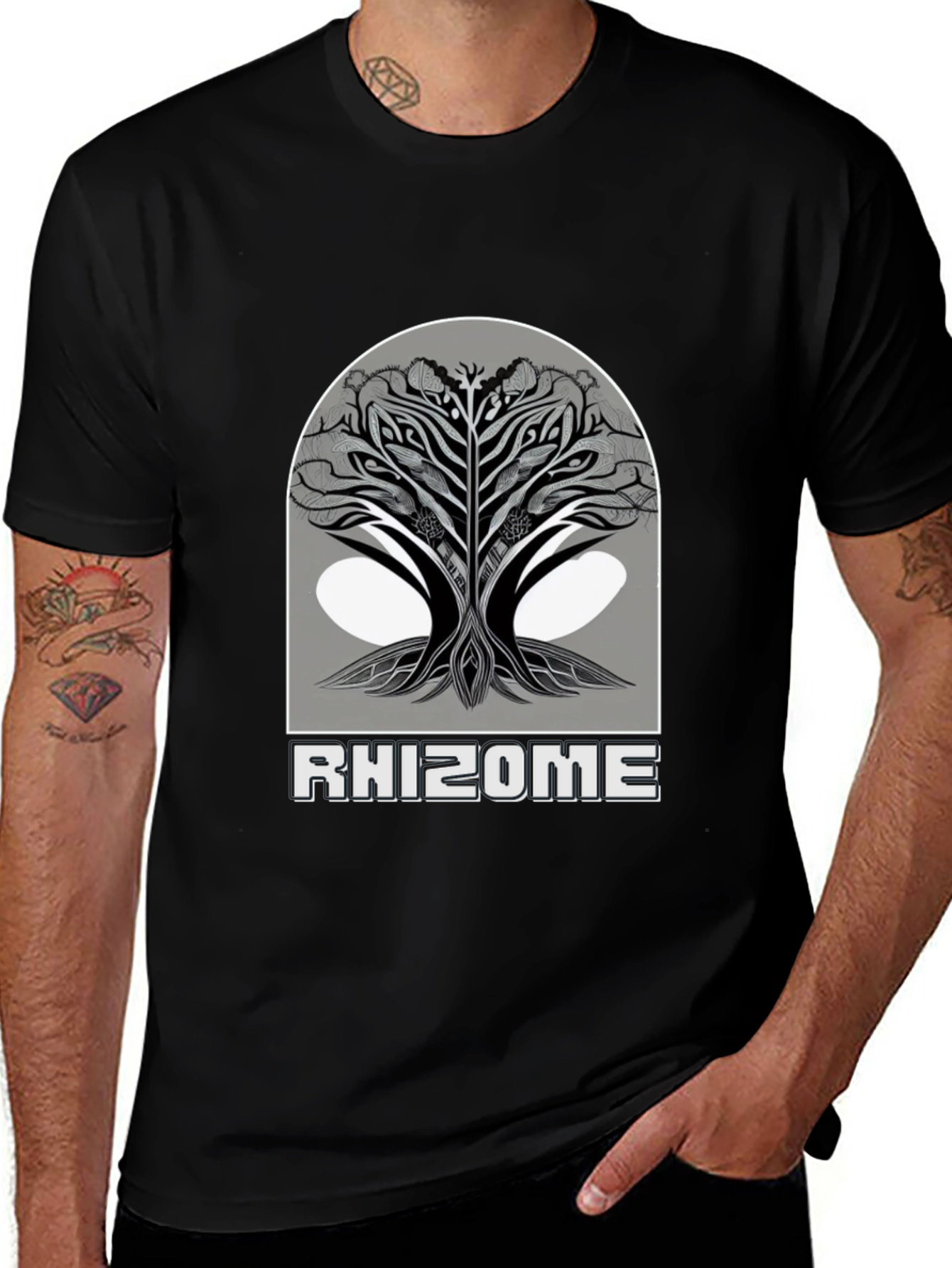 Rhizome Tree Graphic Tee - Modern Black T-Shirt
