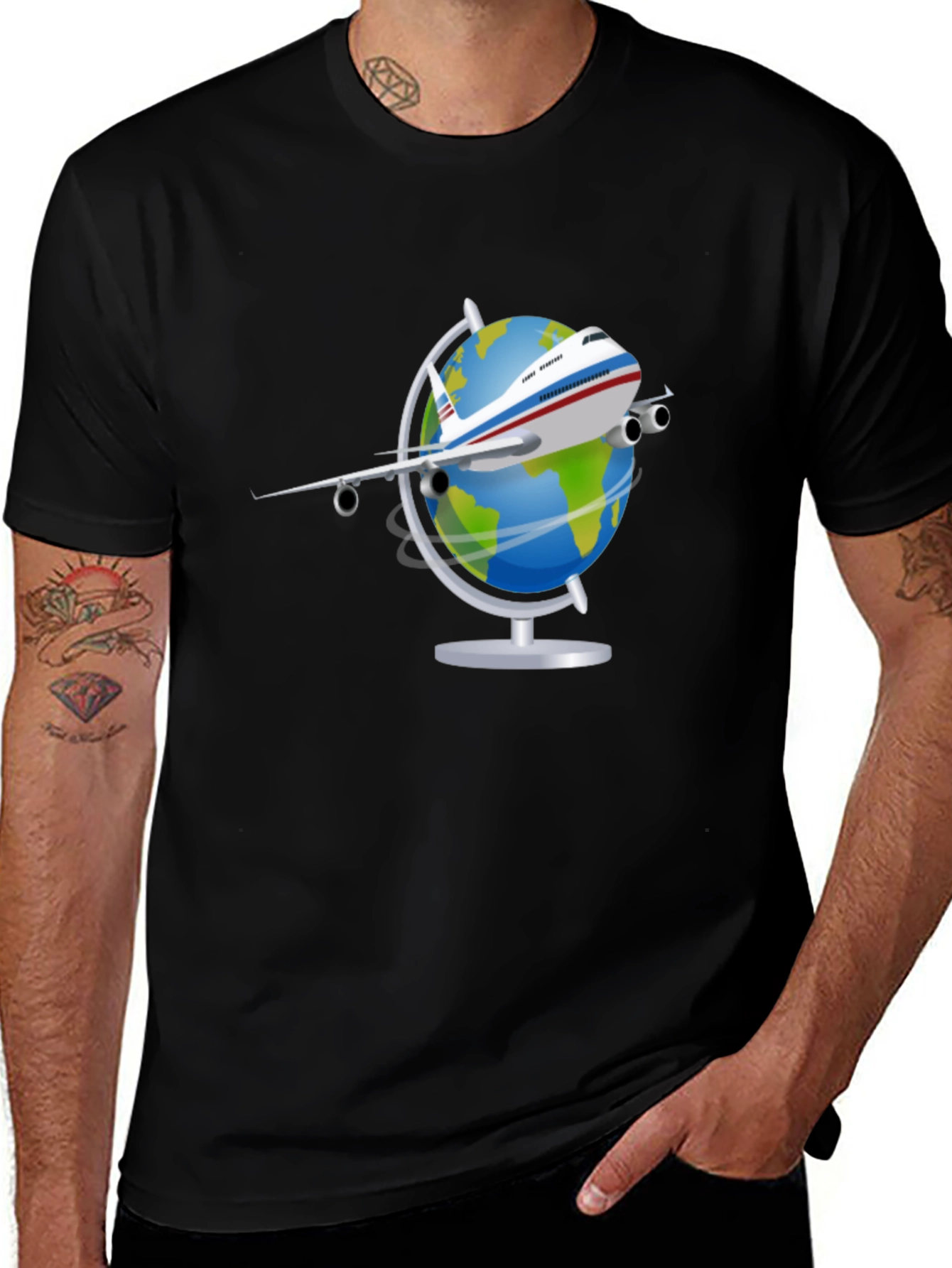 Globe Plane Graphic T-Shirt - Travel Lover Tee