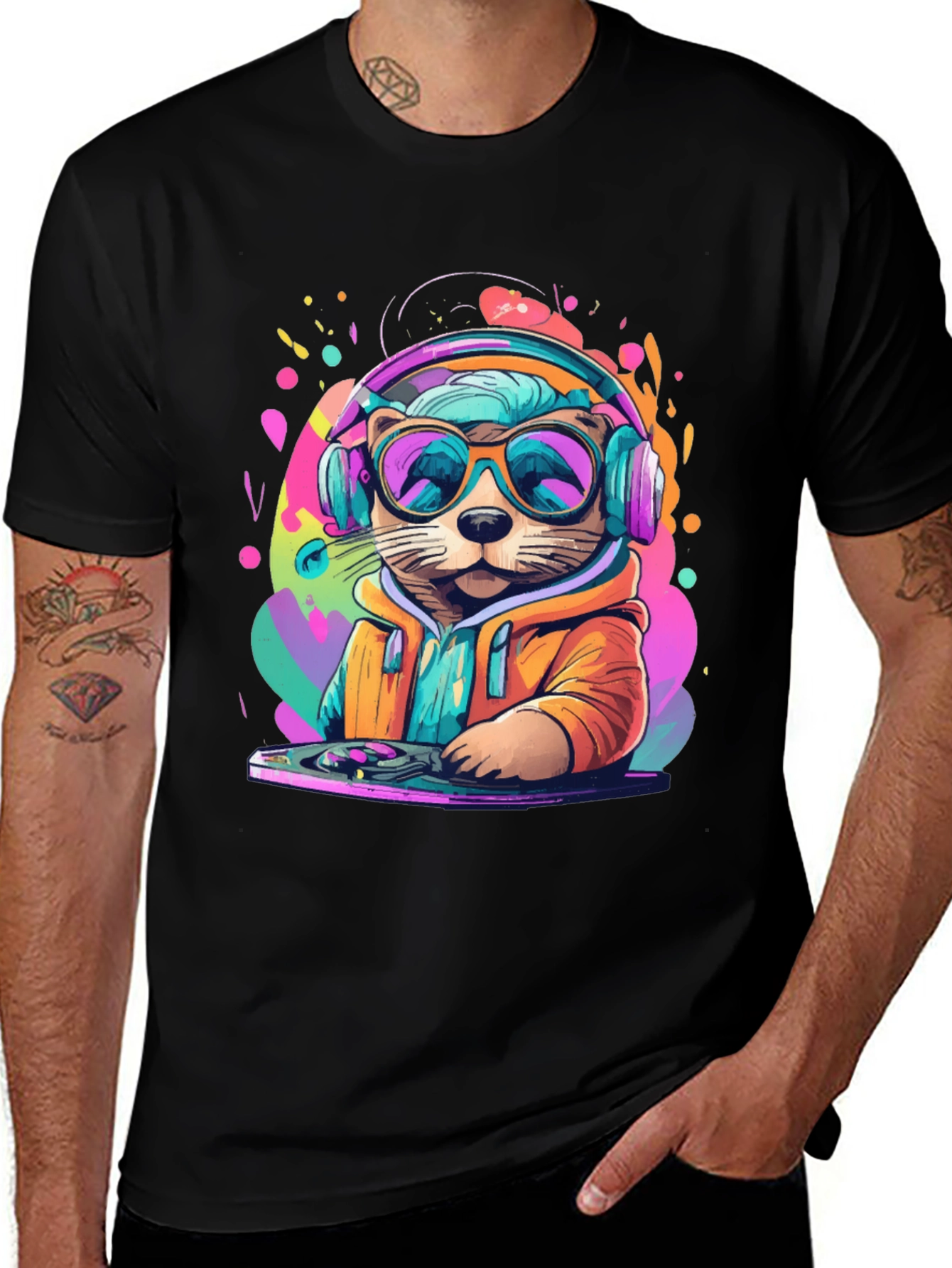 Variant 5 of DJ Otter Graphic Tee - Cool Animal T-Shirt