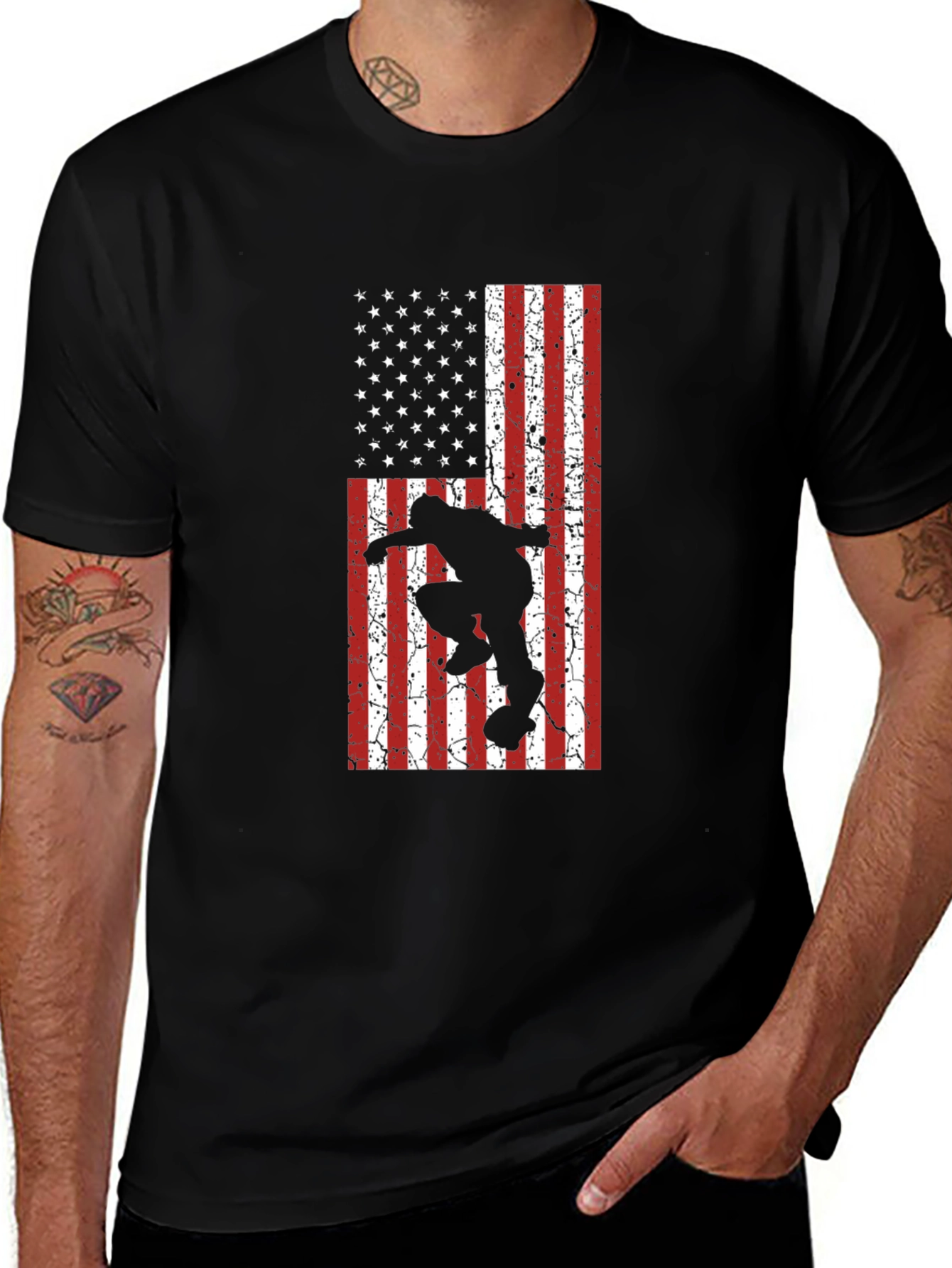 Variant 21 of Skateboarding American Flag Graphic Tee