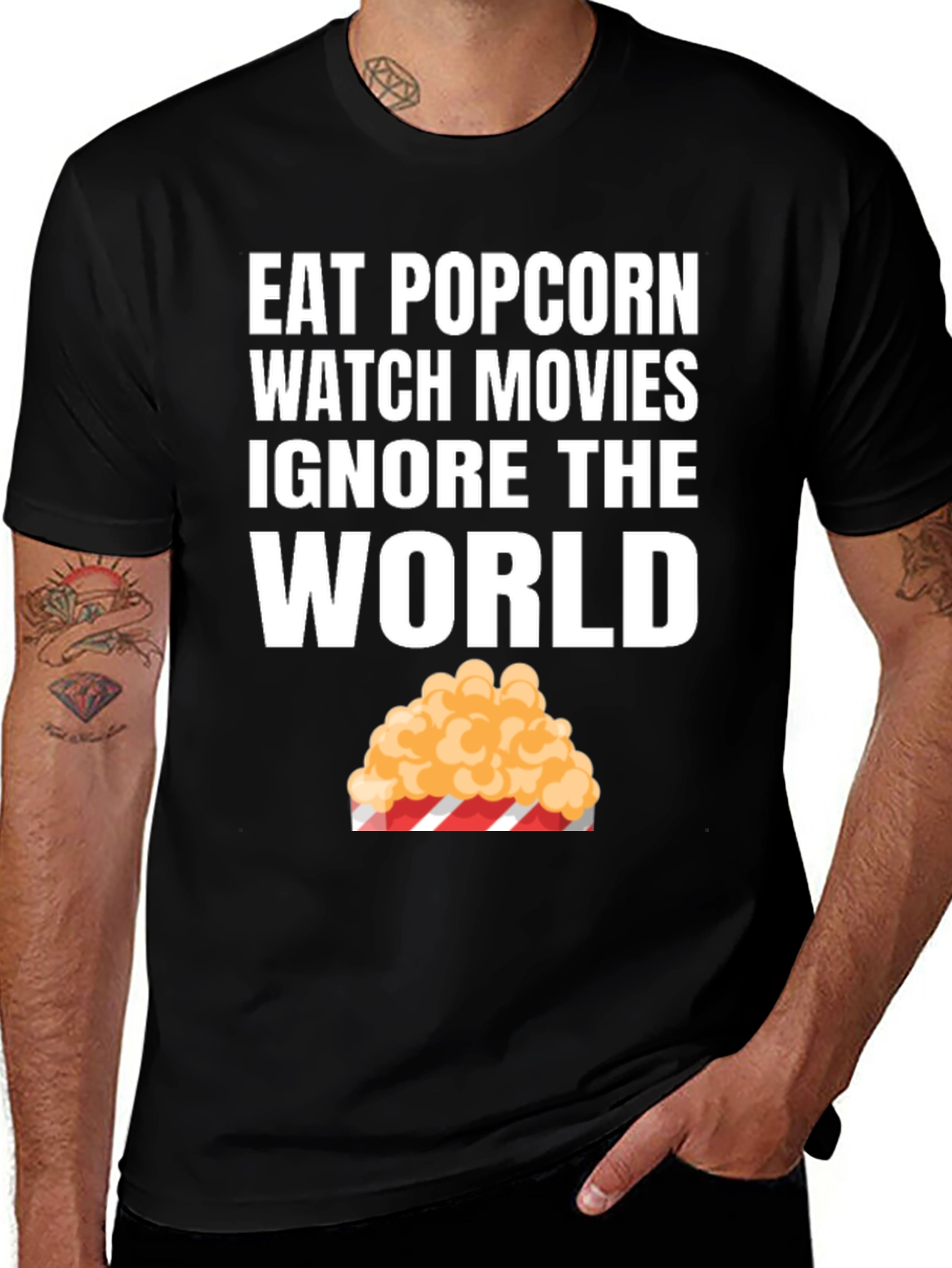 Variant 20 of Eat Popcorn Movie T-Shirt - Cozy Night In Tee