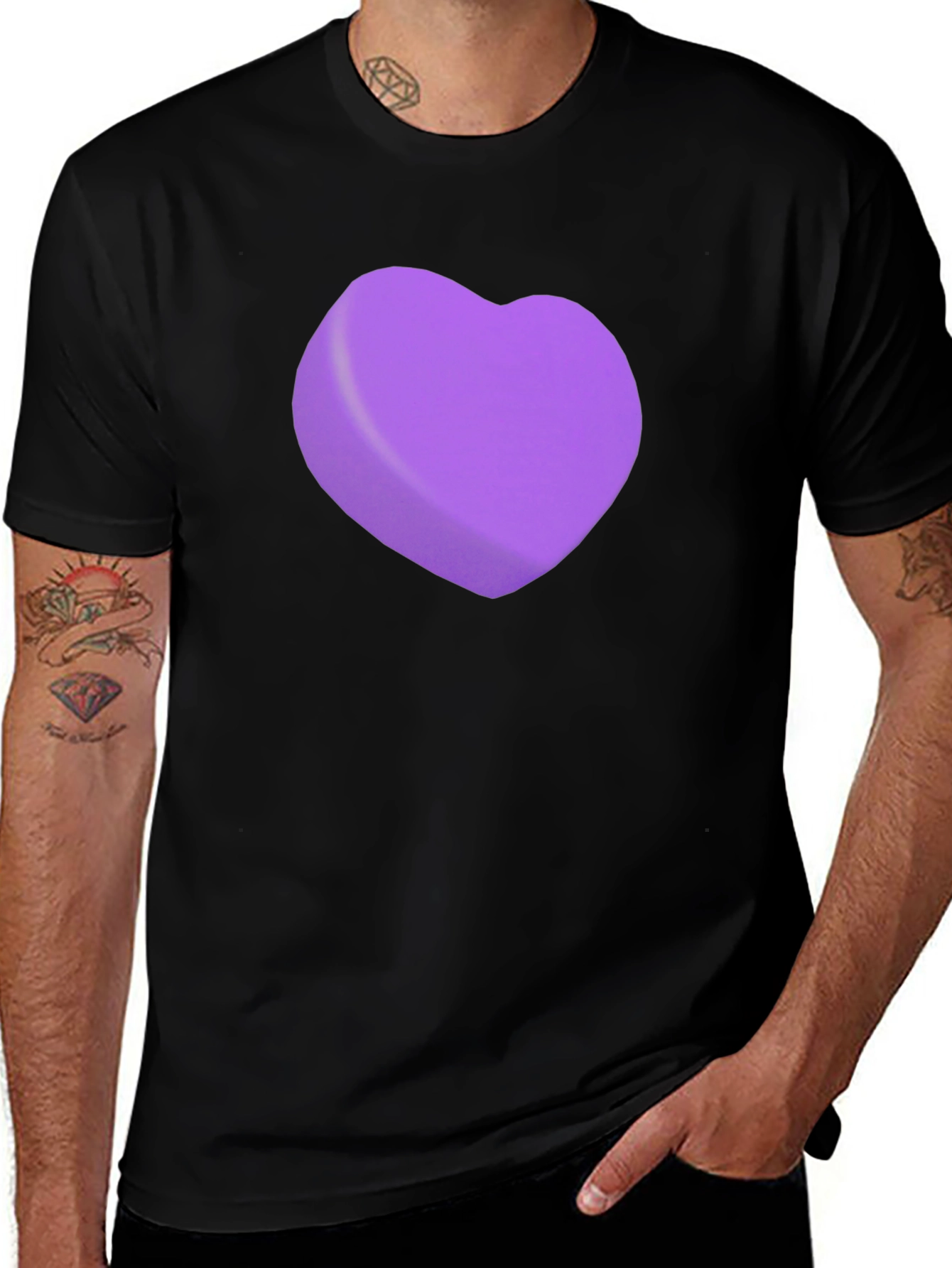 Purple Heart Graphic Black T-Shirt