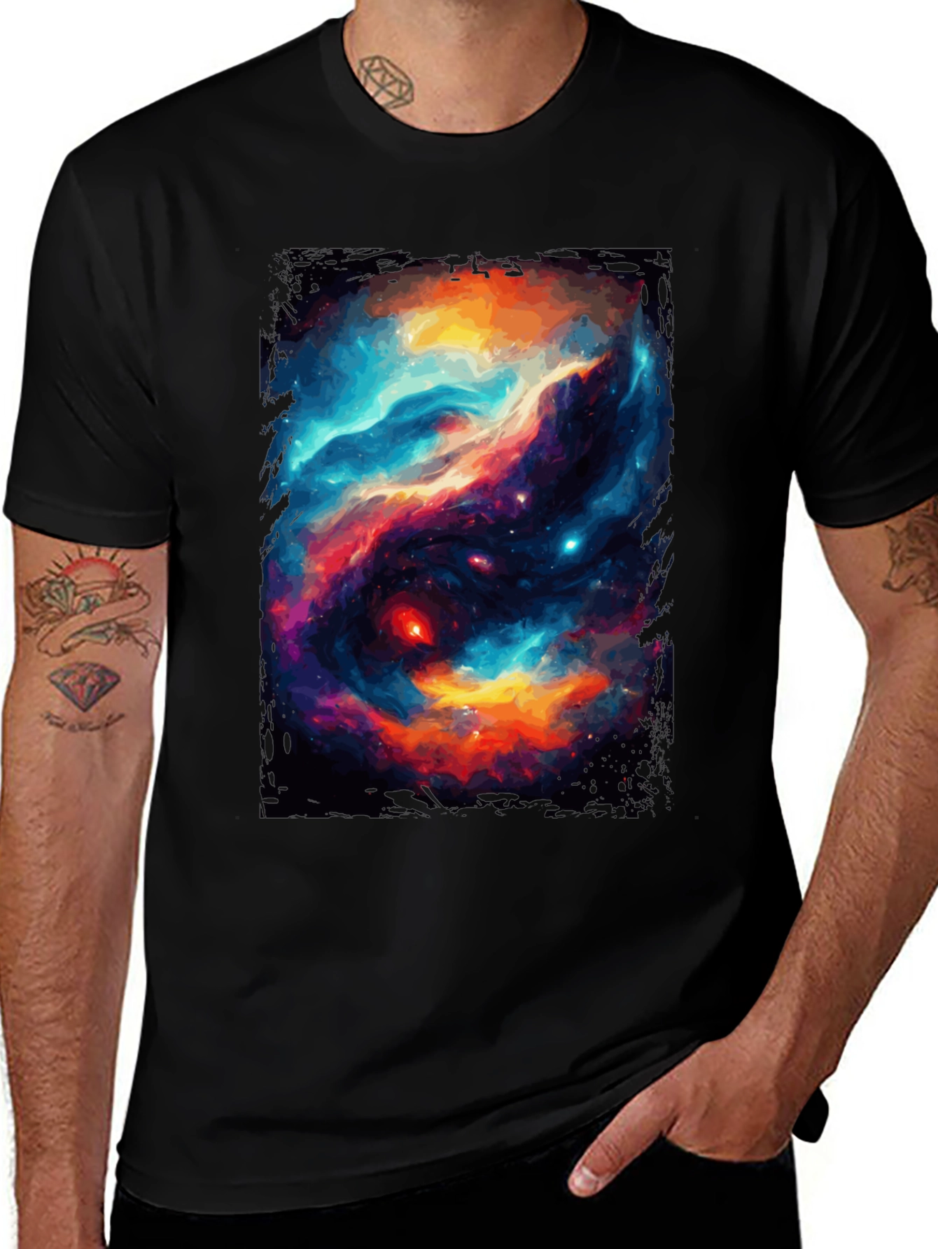 Nebula Print Black T-Shirt - Galaxy Design