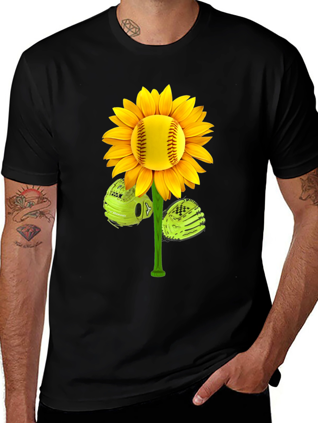 Softball Sunflower Graphic Tee