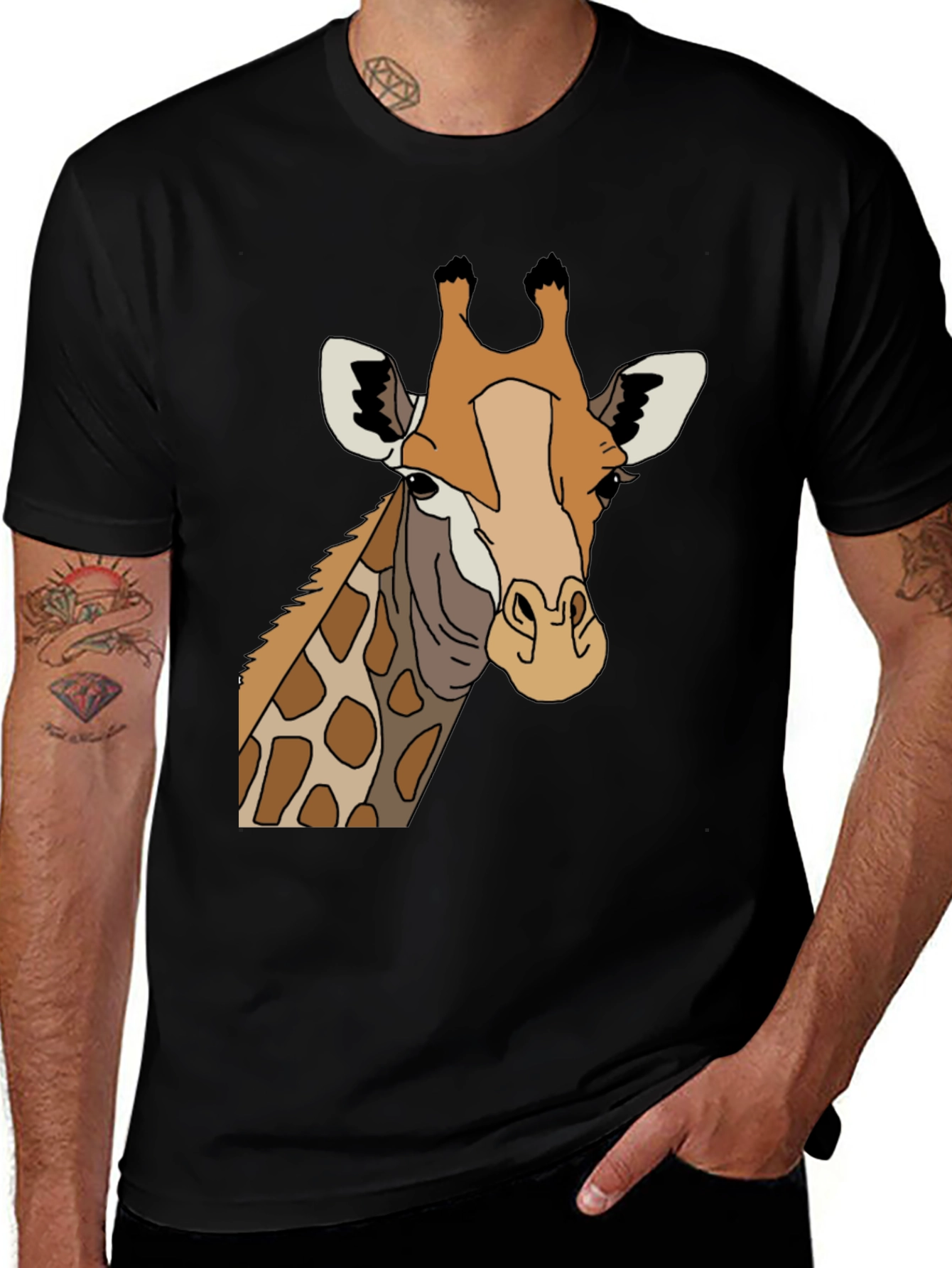 Variant 8 of Giraffe Graphic Black T-Shirt